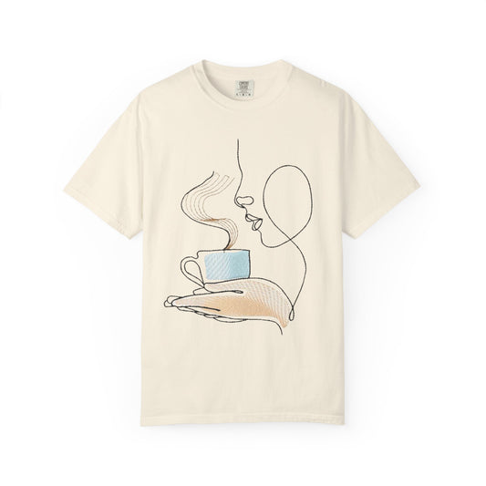 Coffee Line Art T‑Shirt — Minimalist One‑Line Coffee Cup Design