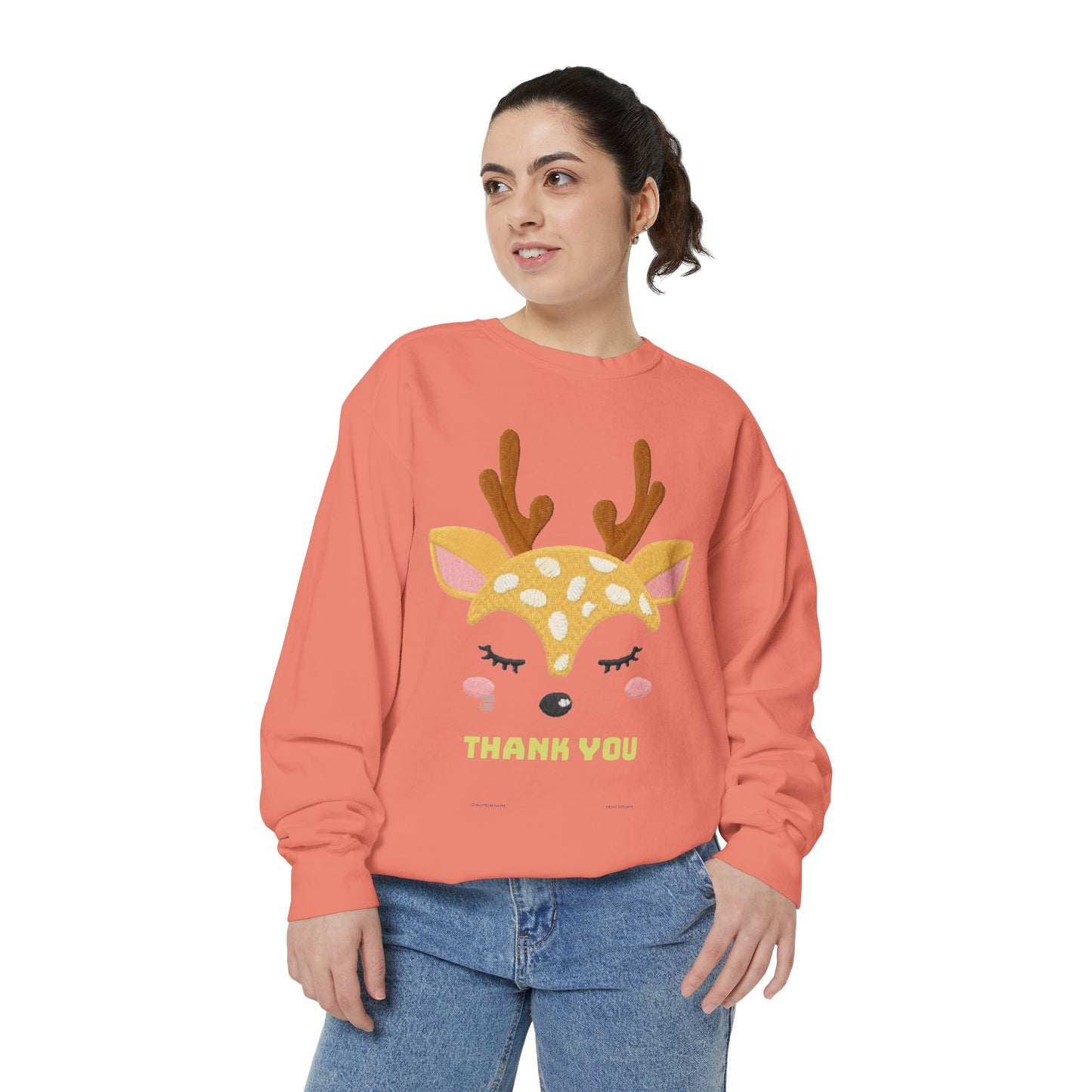 Cute Fawn Sweatshirt — 'Thank You' Kids Deer Graphic Pullover