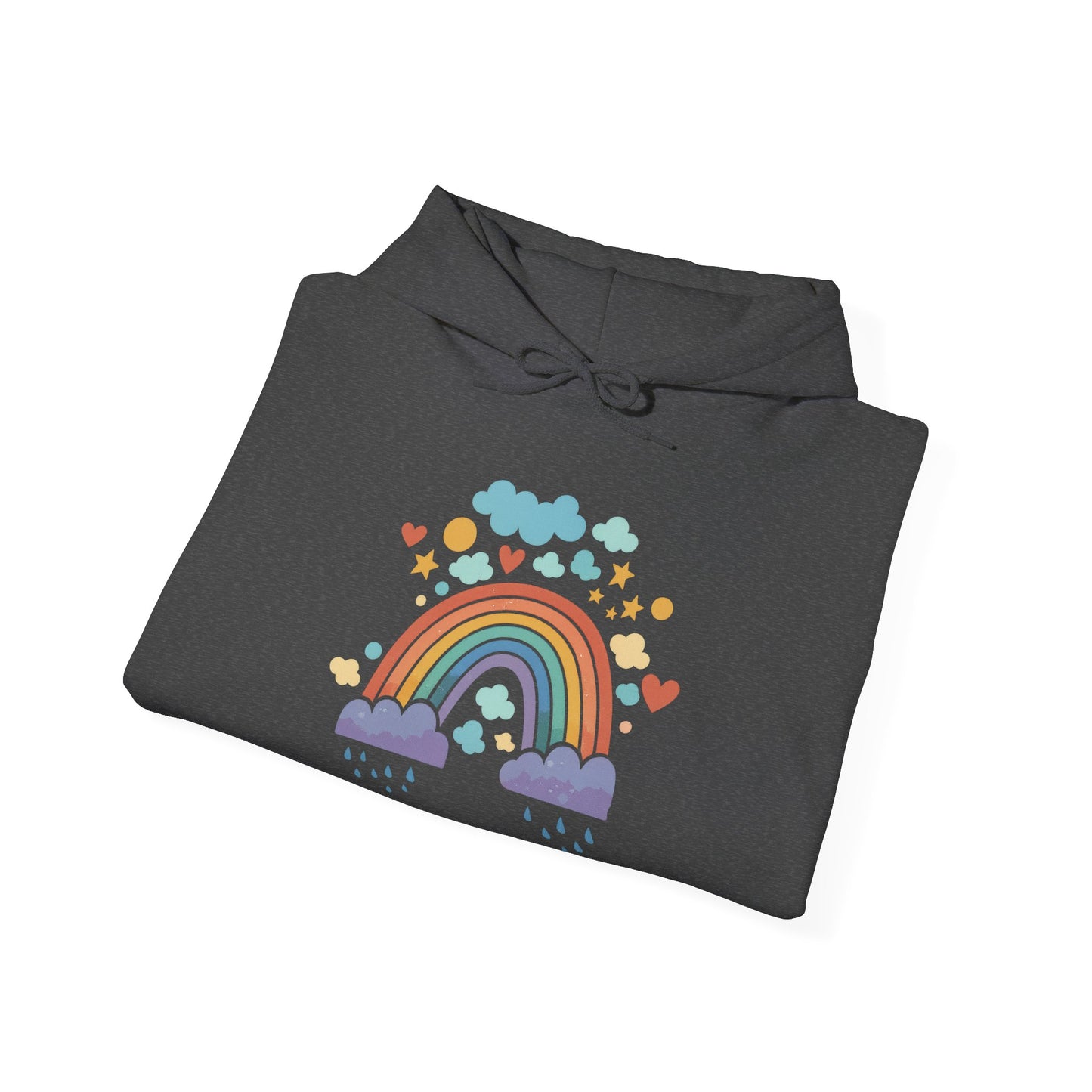 Rainbow Hearts Hoodie — Cute Pastel Rainbow Graphic Pullover