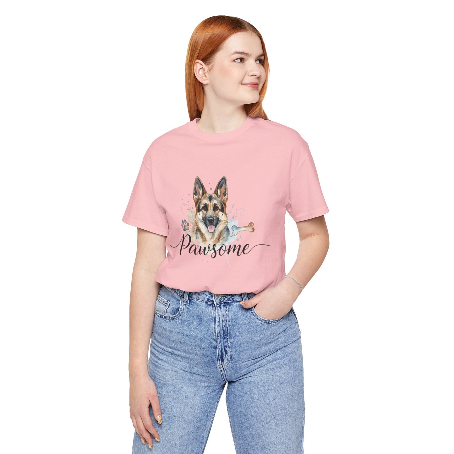 Pawsome German Shepherd T‑Shirt — Cute Dog Portrait Tee