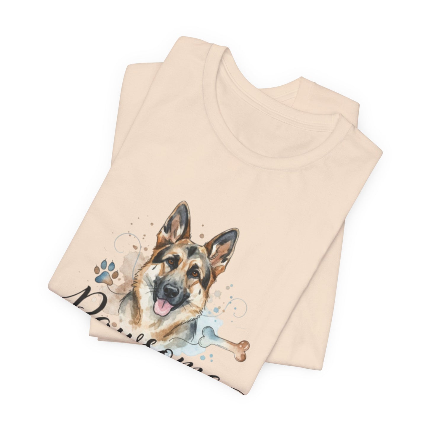 Pawsome German Shepherd T‑Shirt — Cute Dog Portrait Tee