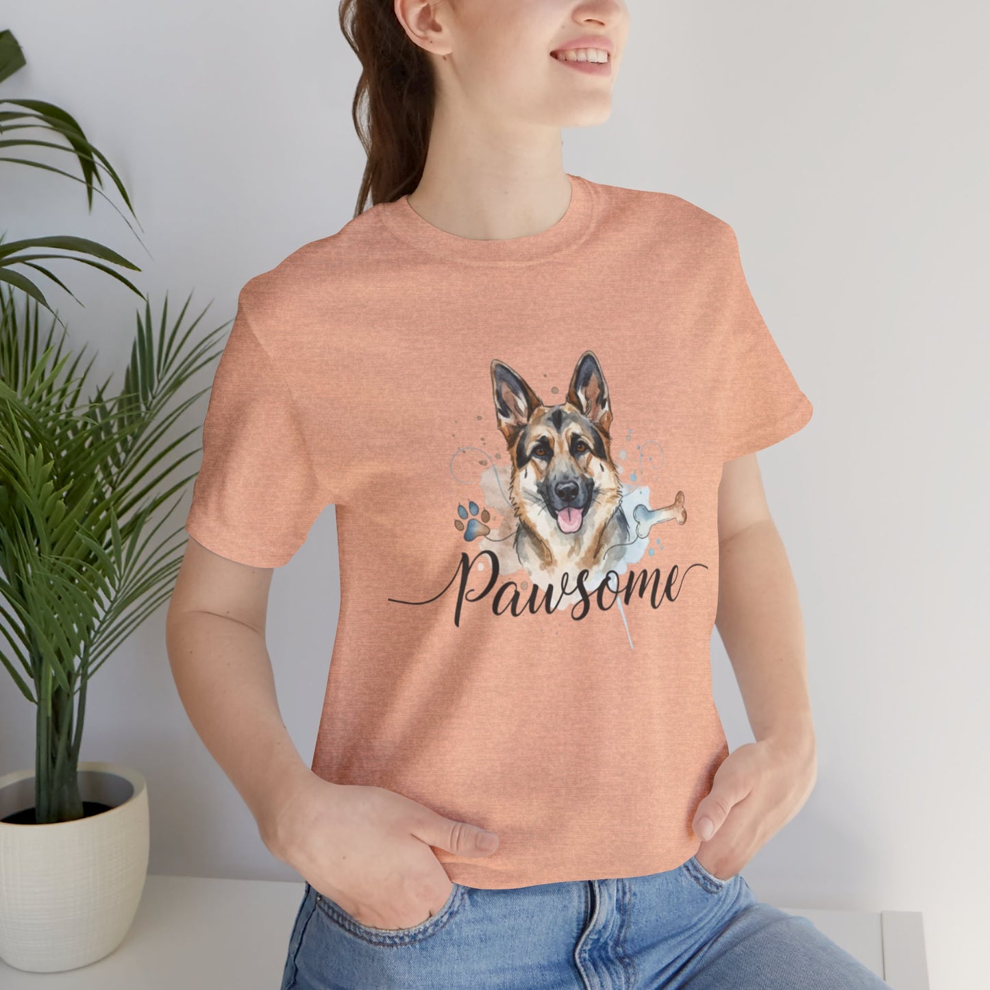 Pawsome German Shepherd T‑Shirt — Cute Dog Portrait Tee