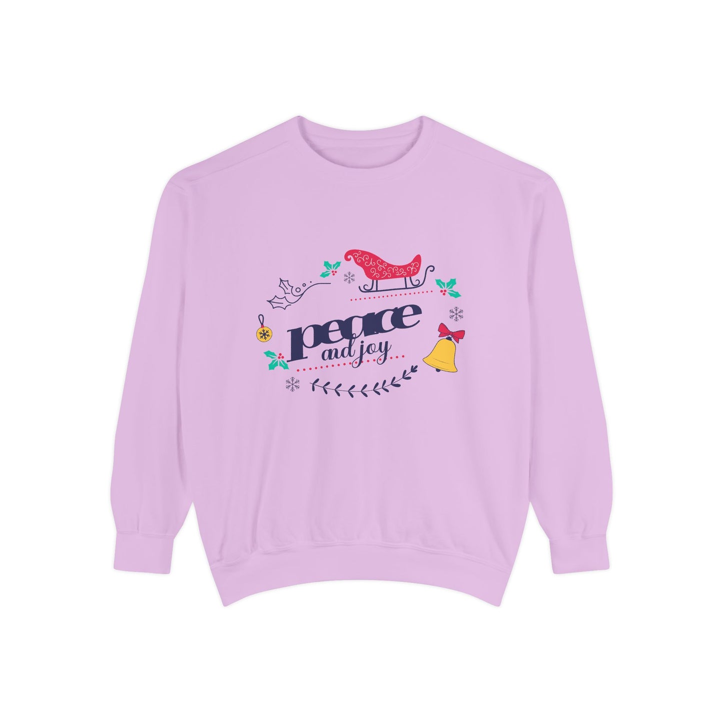 Peace and Joy Sweatshirt – Holiday Dove & Bell Graphic