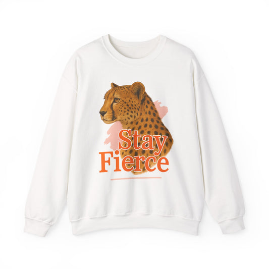 Stay Fierce Cheetah Sweatshirt - Motivational Animal Graphic Crewneck