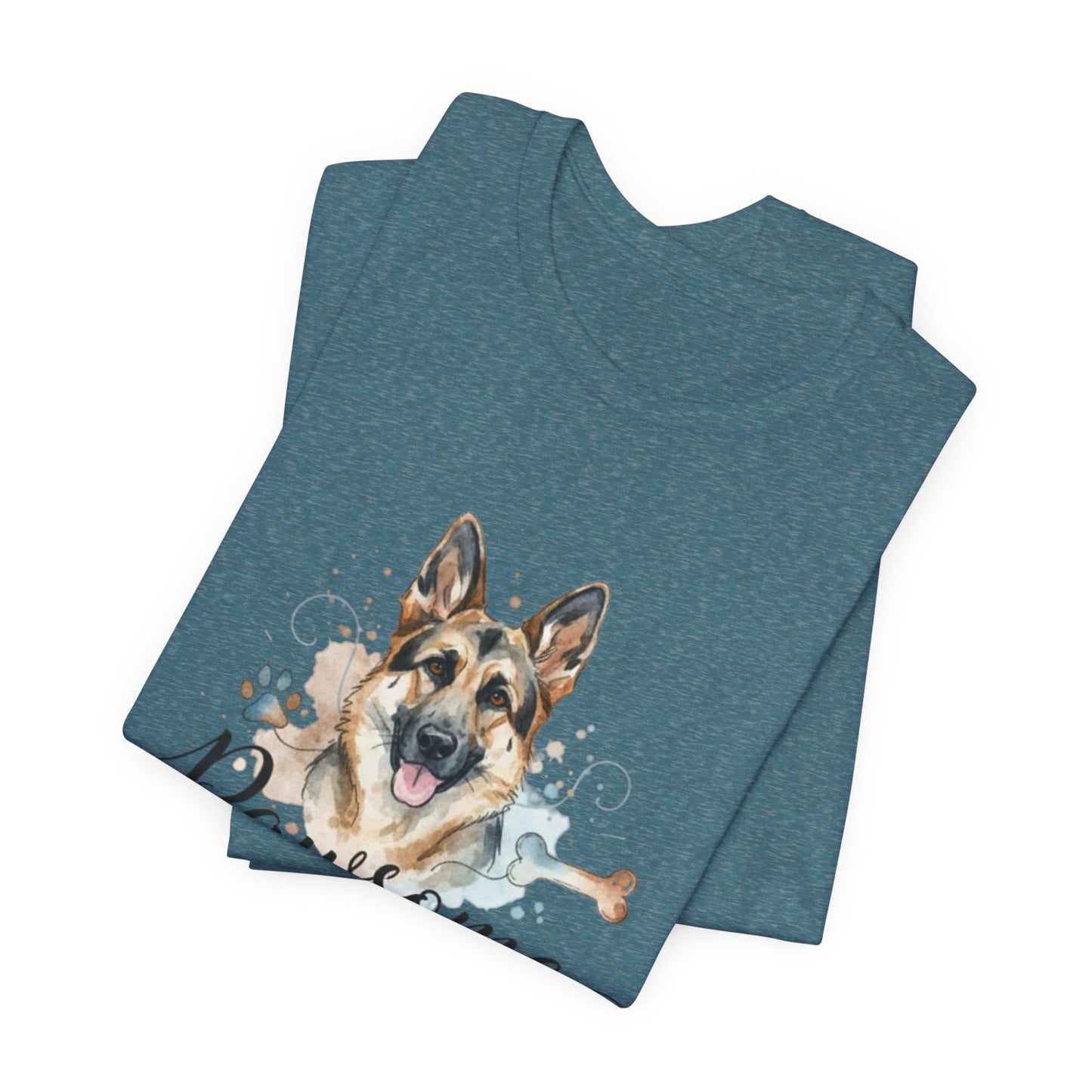 Pawsome German Shepherd T‑Shirt — Cute Dog Portrait Tee