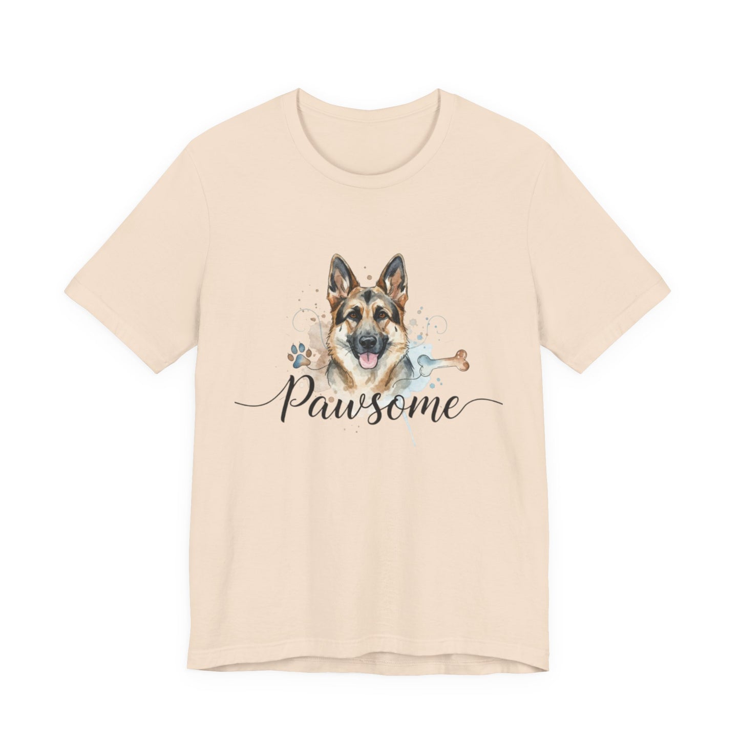 Pawsome German Shepherd T‑Shirt — Cute Dog Portrait Tee