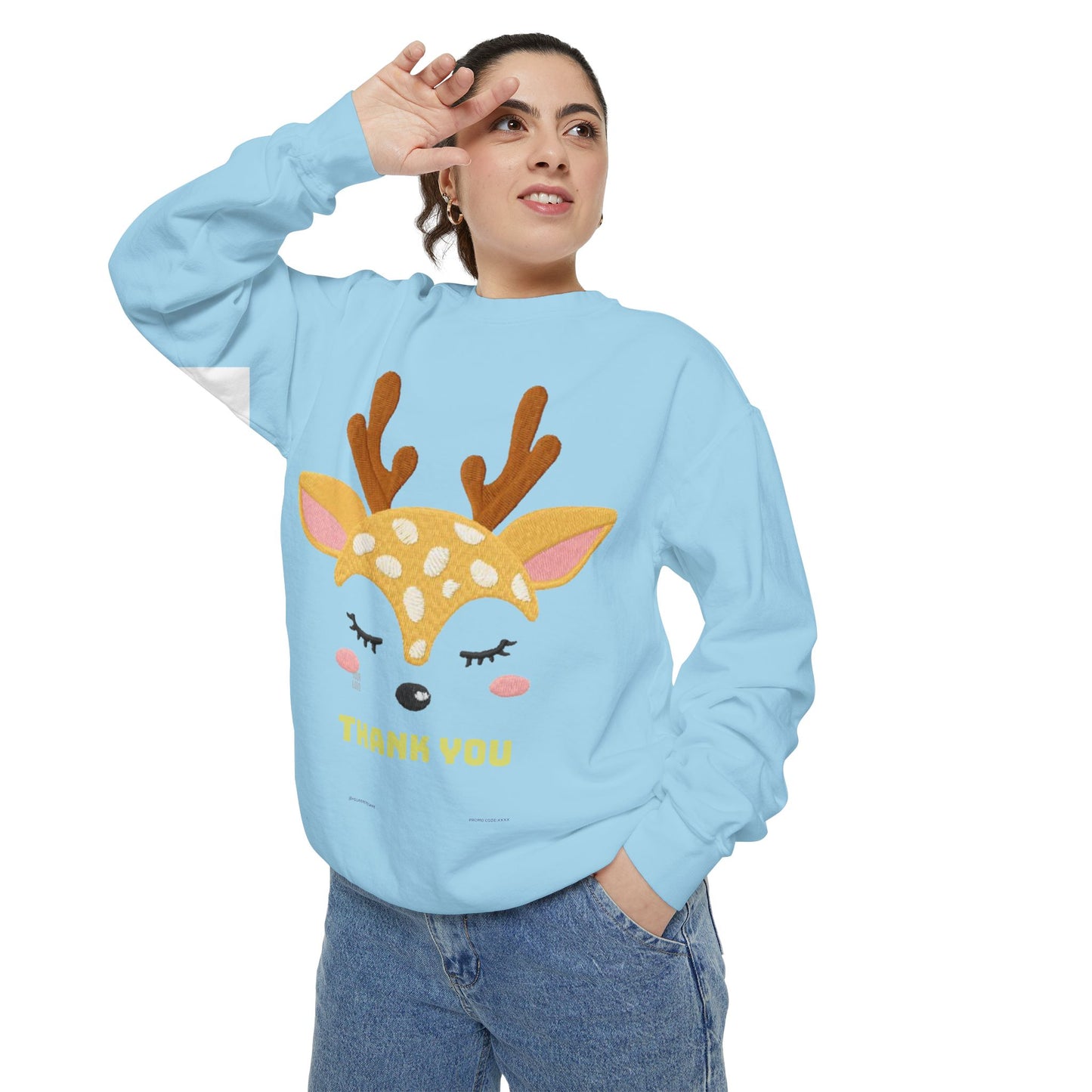 Cute Fawn Sweatshirt — 'Thank You' Kids Deer Graphic Pullover