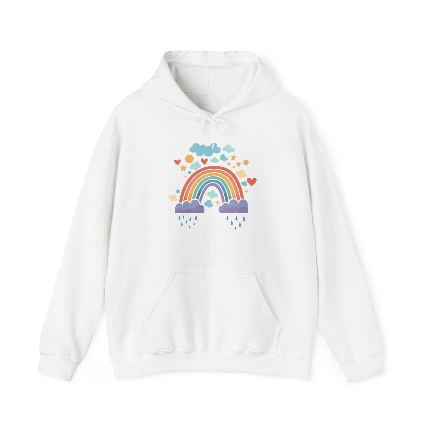 Rainbow Hearts Hoodie — Cute Pastel Rainbow Graphic Pullover