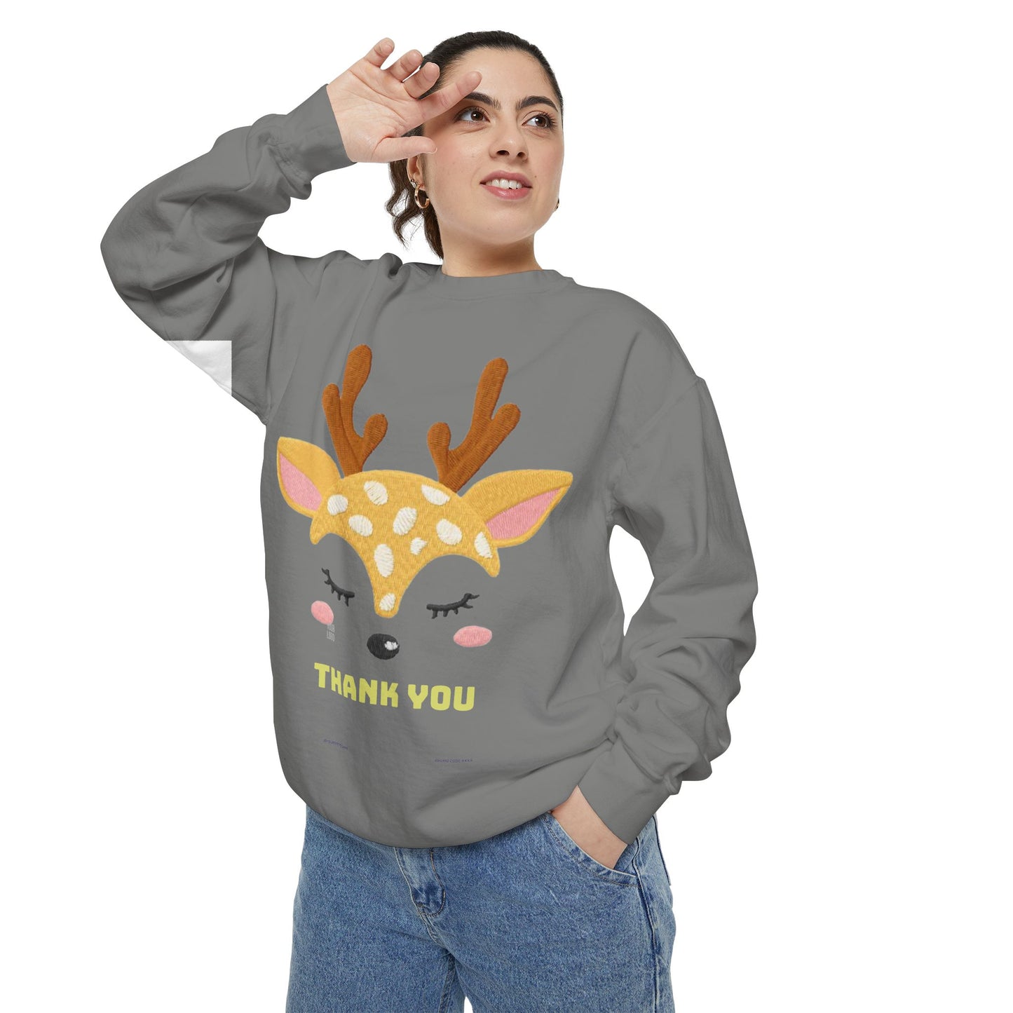Cute Fawn Sweatshirt — 'Thank You' Kids Deer Graphic Pullover