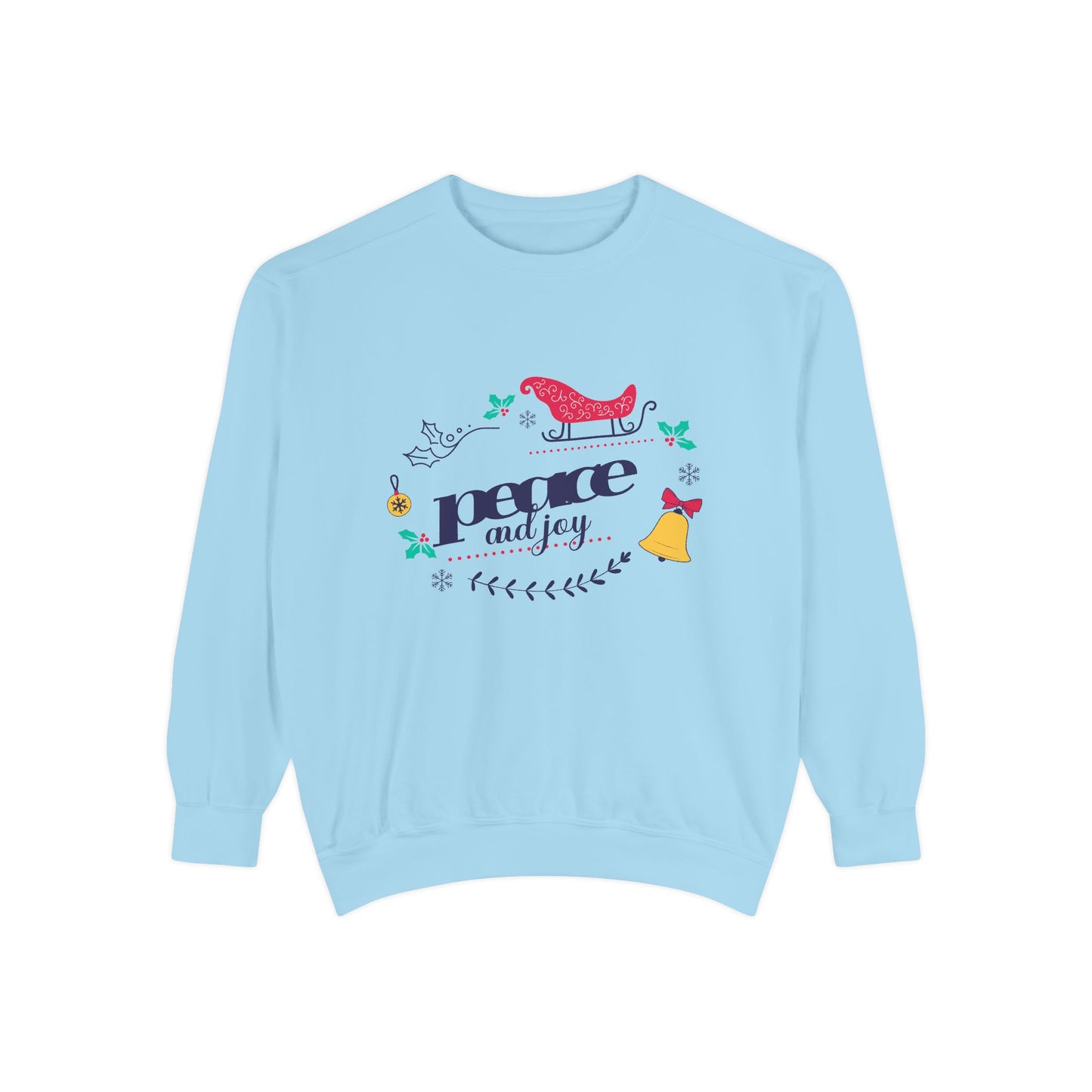 Peace and Joy Sweatshirt – Holiday Dove & Bell Graphic