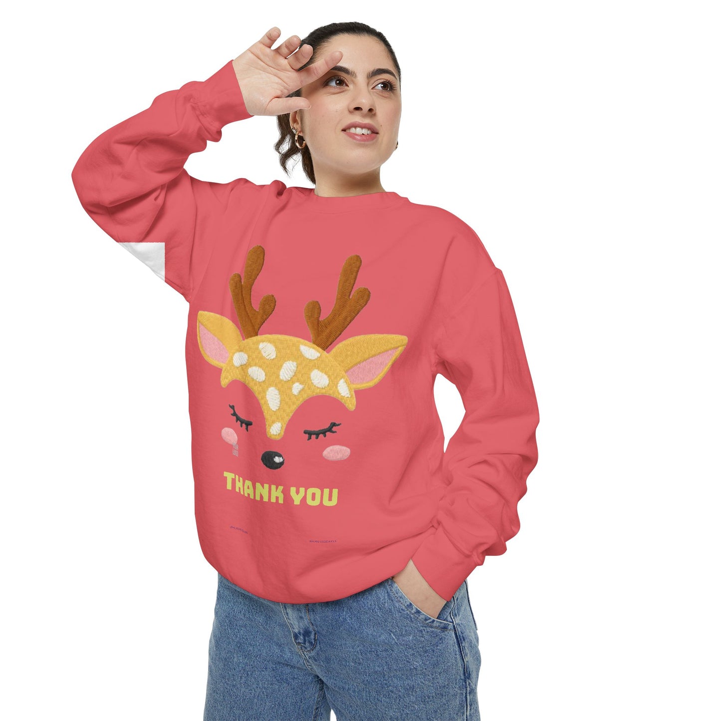 Cute Fawn Sweatshirt — 'Thank You' Kids Deer Graphic Pullover