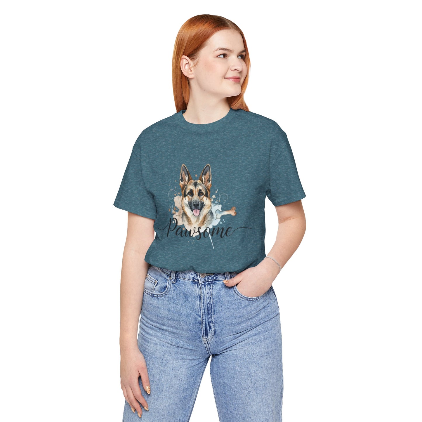 Pawsome German Shepherd T‑Shirt — Cute Dog Portrait Tee