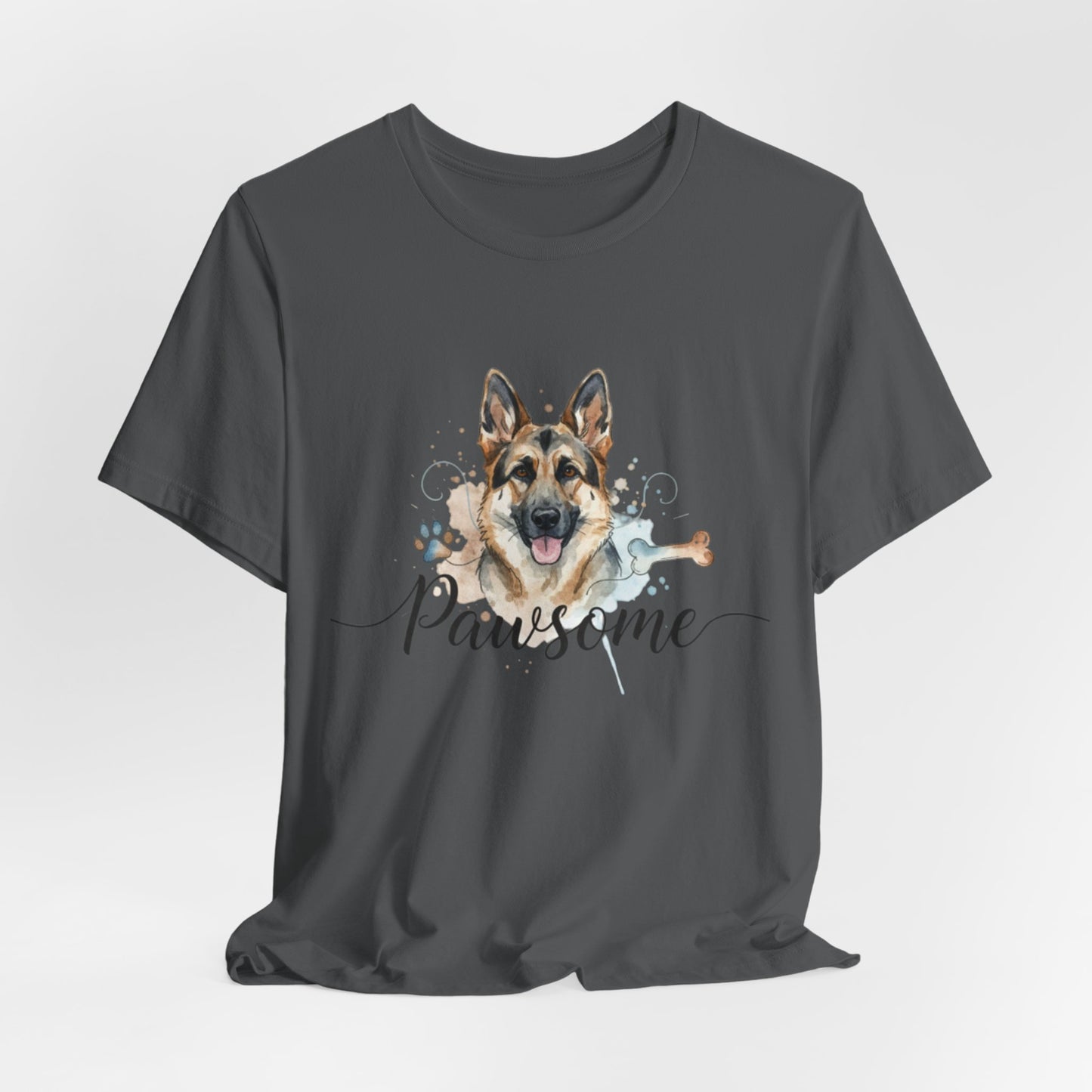 Pawsome German Shepherd T‑Shirt — Cute Dog Portrait Tee