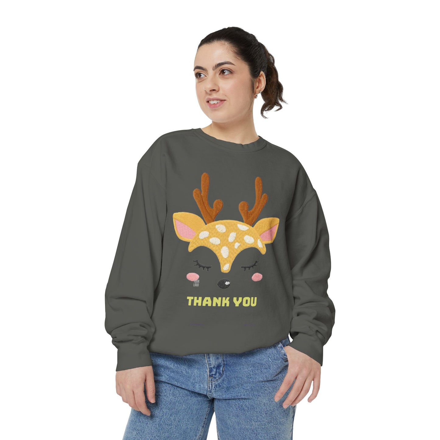 Cute Fawn Sweatshirt — 'Thank You' Kids Deer Graphic Pullover
