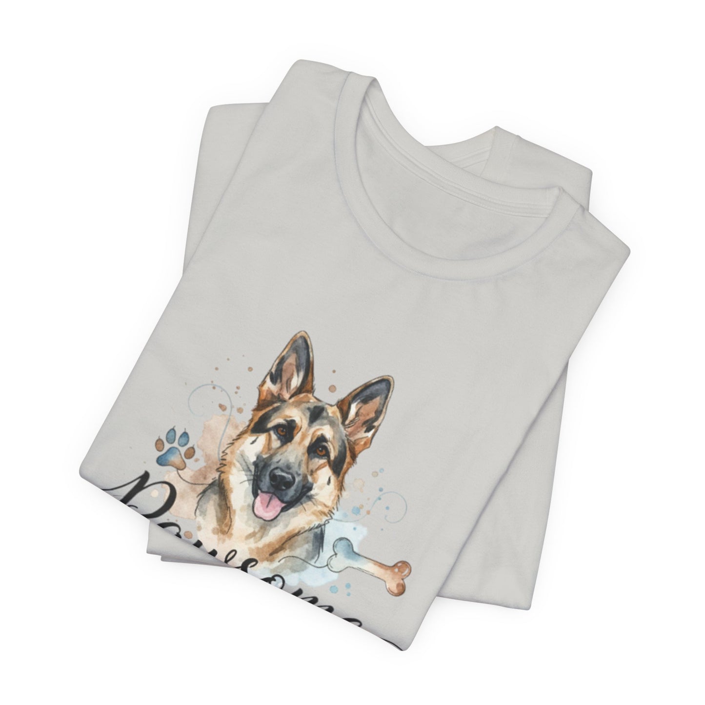 Pawsome German Shepherd T‑Shirt — Cute Dog Portrait Tee
