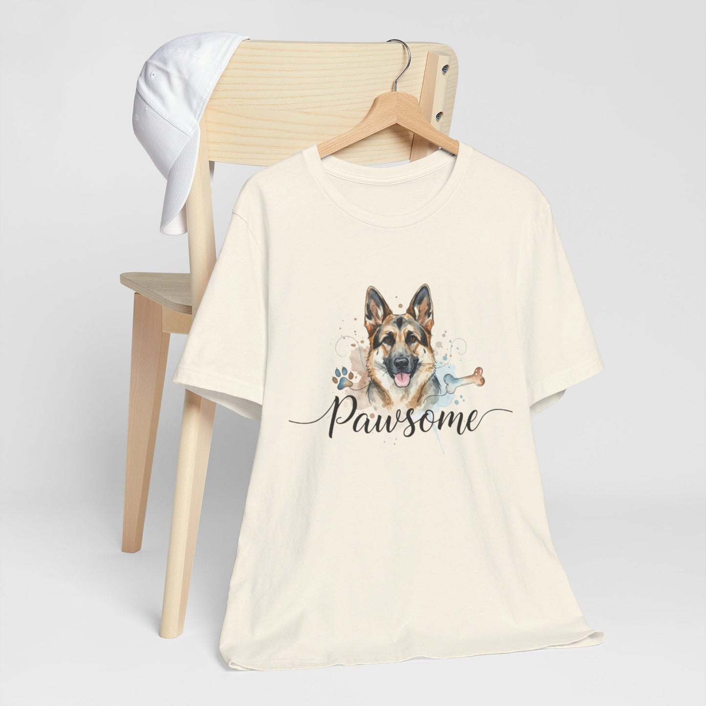 Pawsome German Shepherd T‑Shirt — Cute Dog Portrait Tee