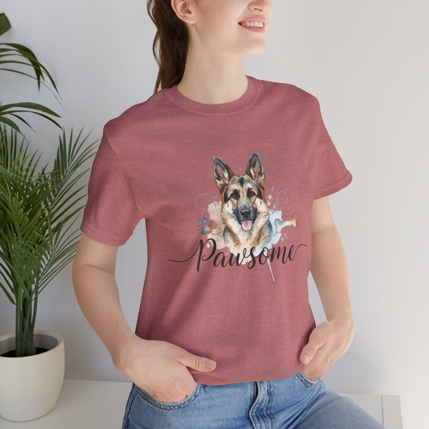 Pawsome German Shepherd T‑Shirt — Cute Dog Portrait Tee