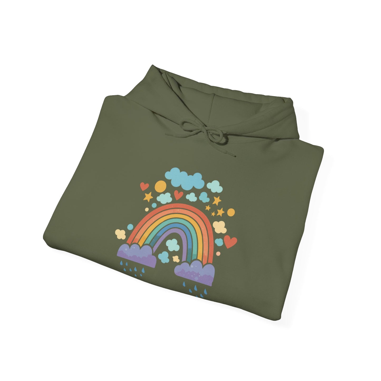 Rainbow Hearts Hoodie — Cute Pastel Rainbow Graphic Pullover