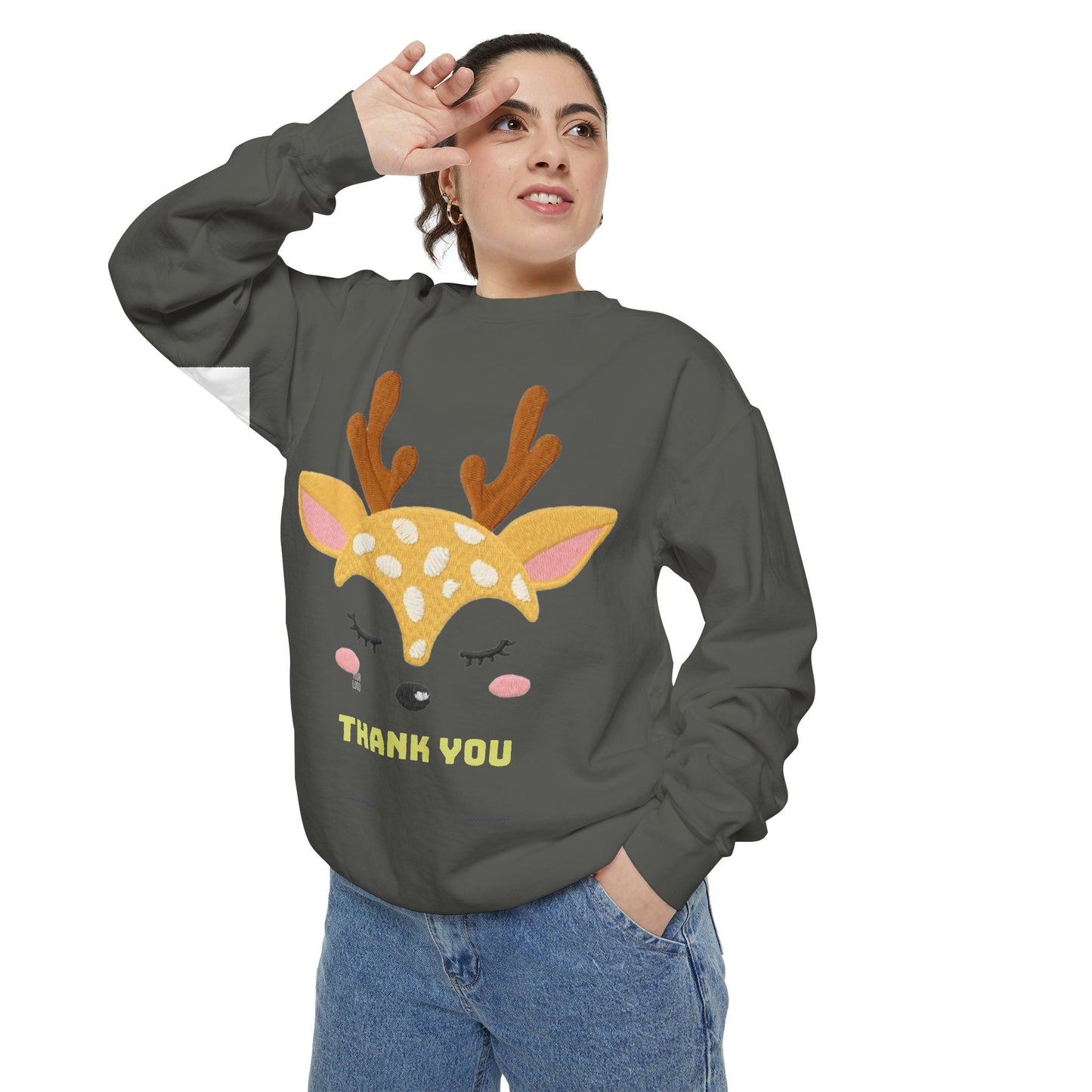 Cute Fawn Sweatshirt — 'Thank You' Kids Deer Graphic Pullover