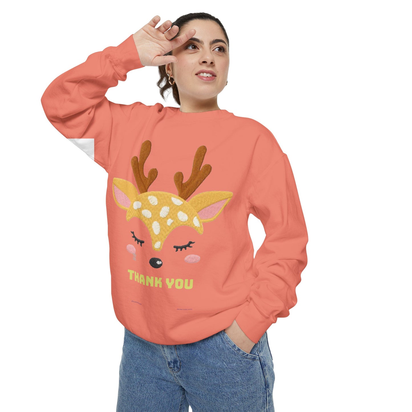 Cute Fawn Sweatshirt — 'Thank You' Kids Deer Graphic Pullover