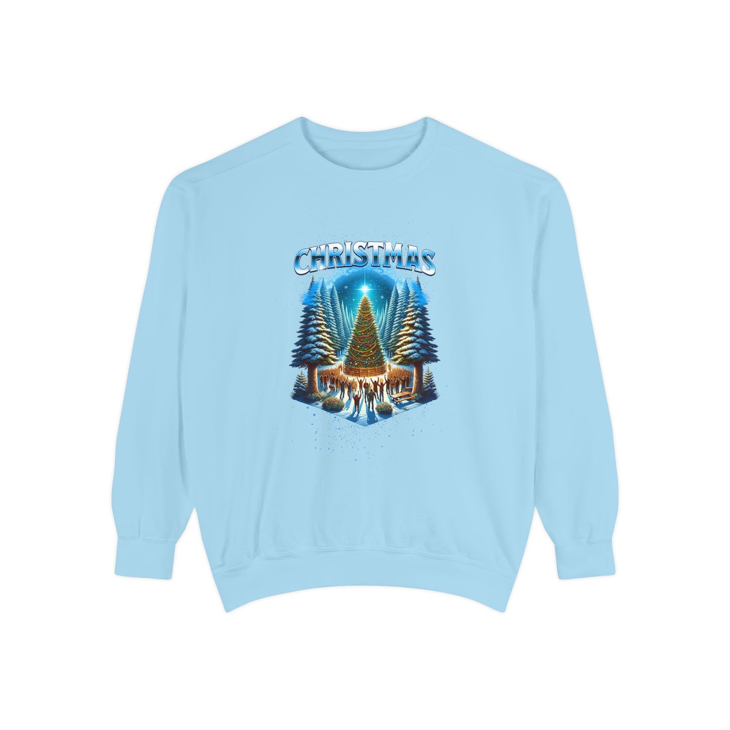 Christmas Forest Sweatshirt — Cozy Holiday Tree & Deer Crewneck