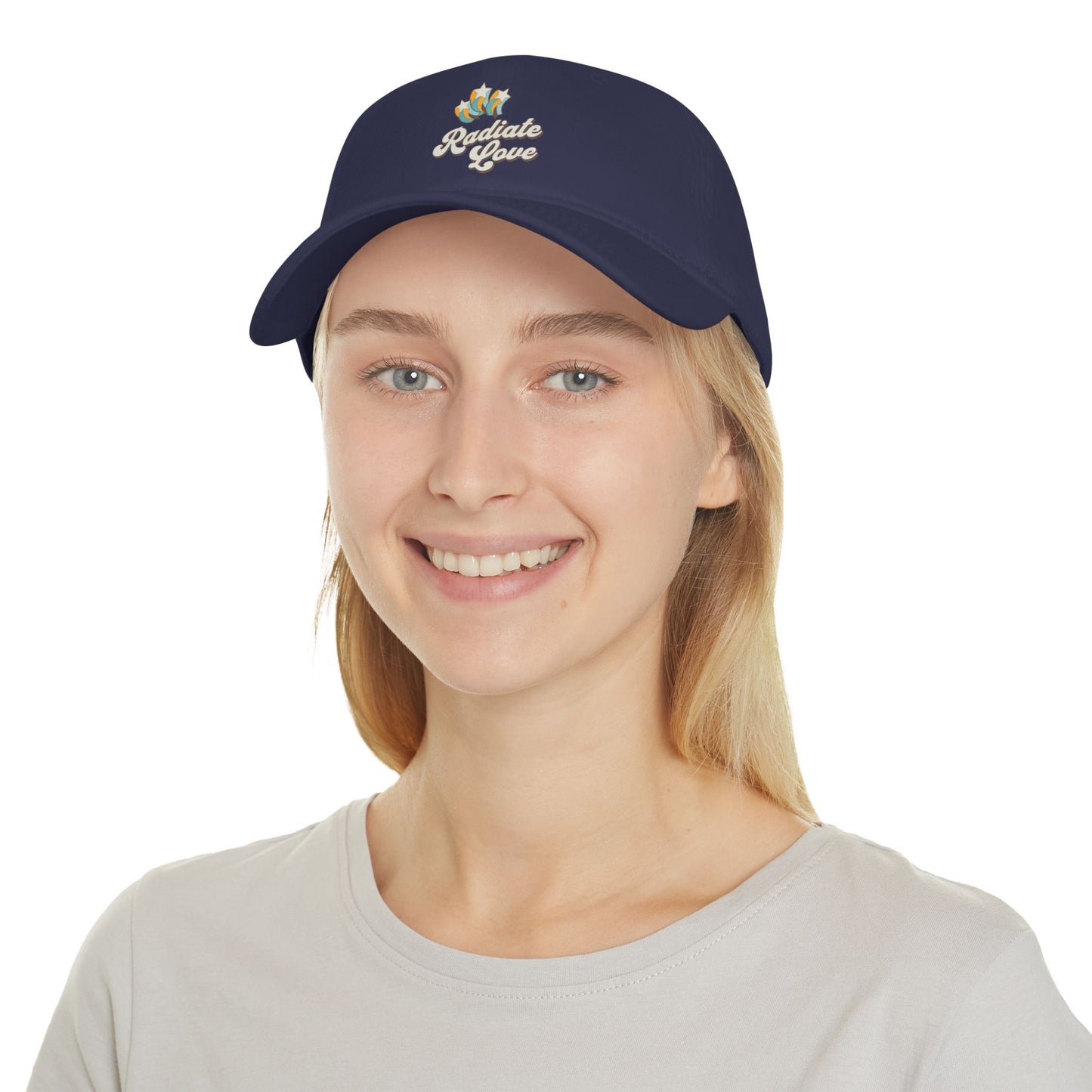 Radiate Love Baseball Cap — Embroidered Floral Heart Low Profile Cap