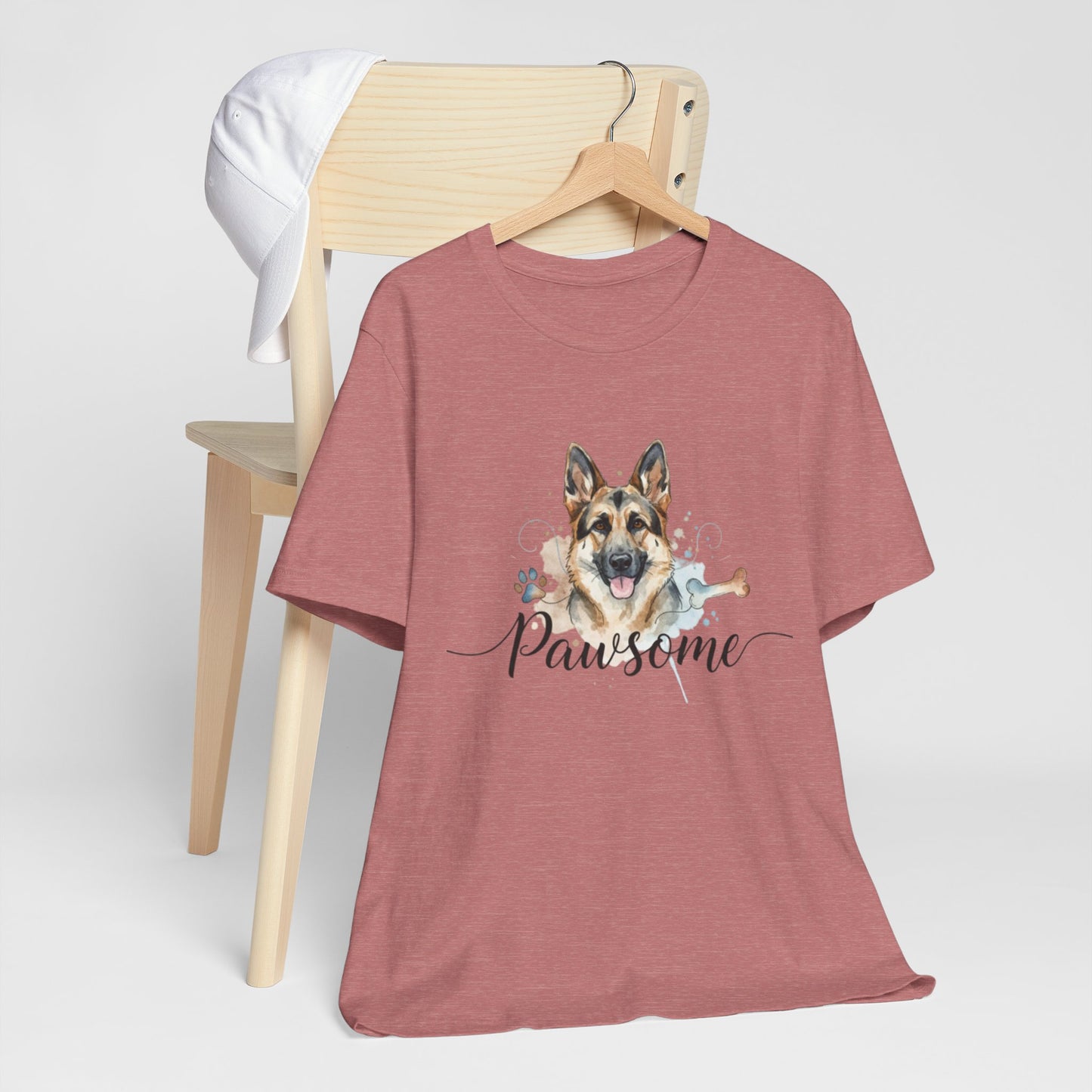 Pawsome German Shepherd T‑Shirt — Cute Dog Portrait Tee
