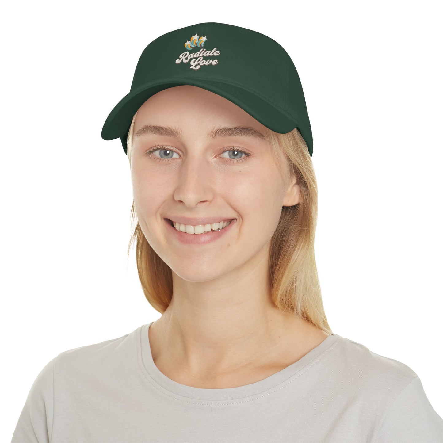 Radiate Love Baseball Cap — Embroidered Floral Heart Low Profile Cap