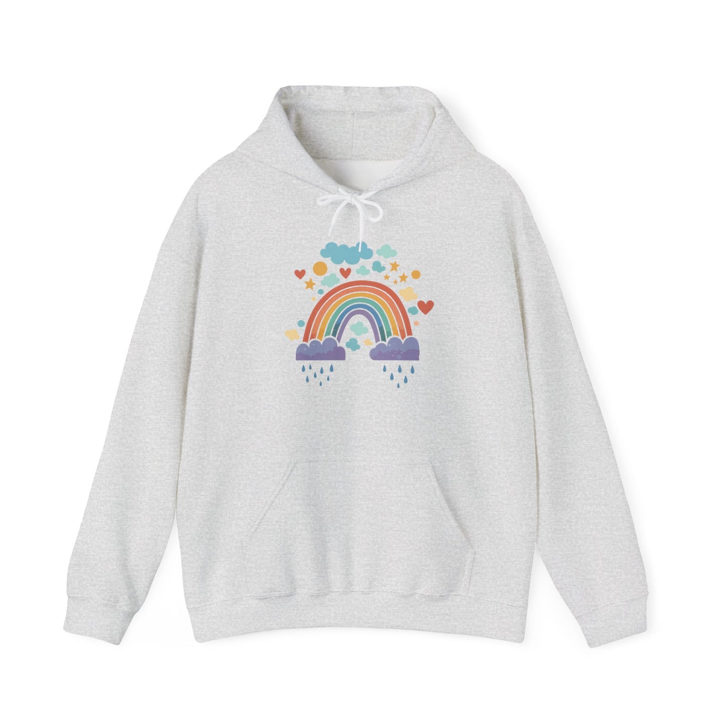 Rainbow Hearts Hoodie — Cute Pastel Rainbow Graphic Pullover
