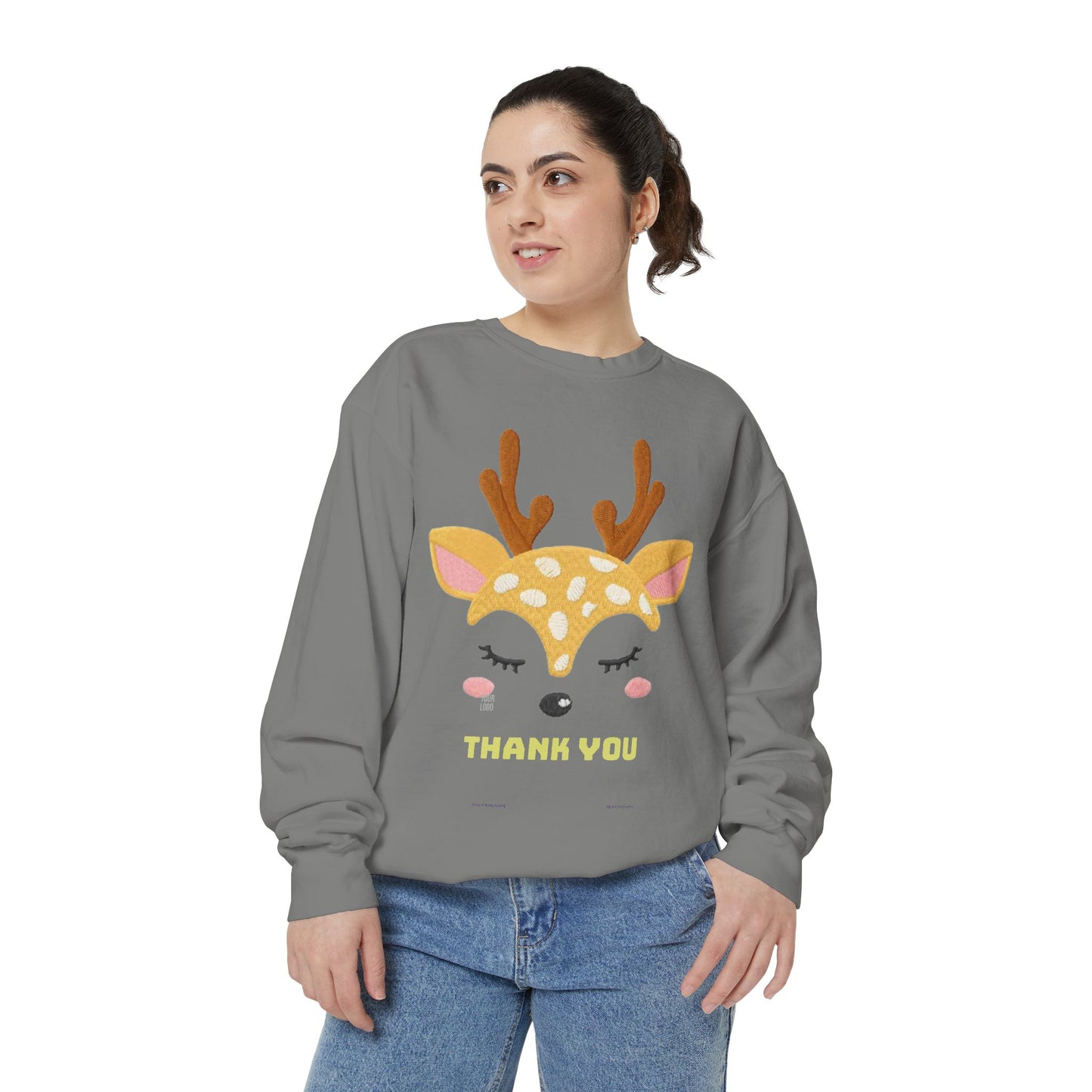 Cute Fawn Sweatshirt — 'Thank You' Kids Deer Graphic Pullover