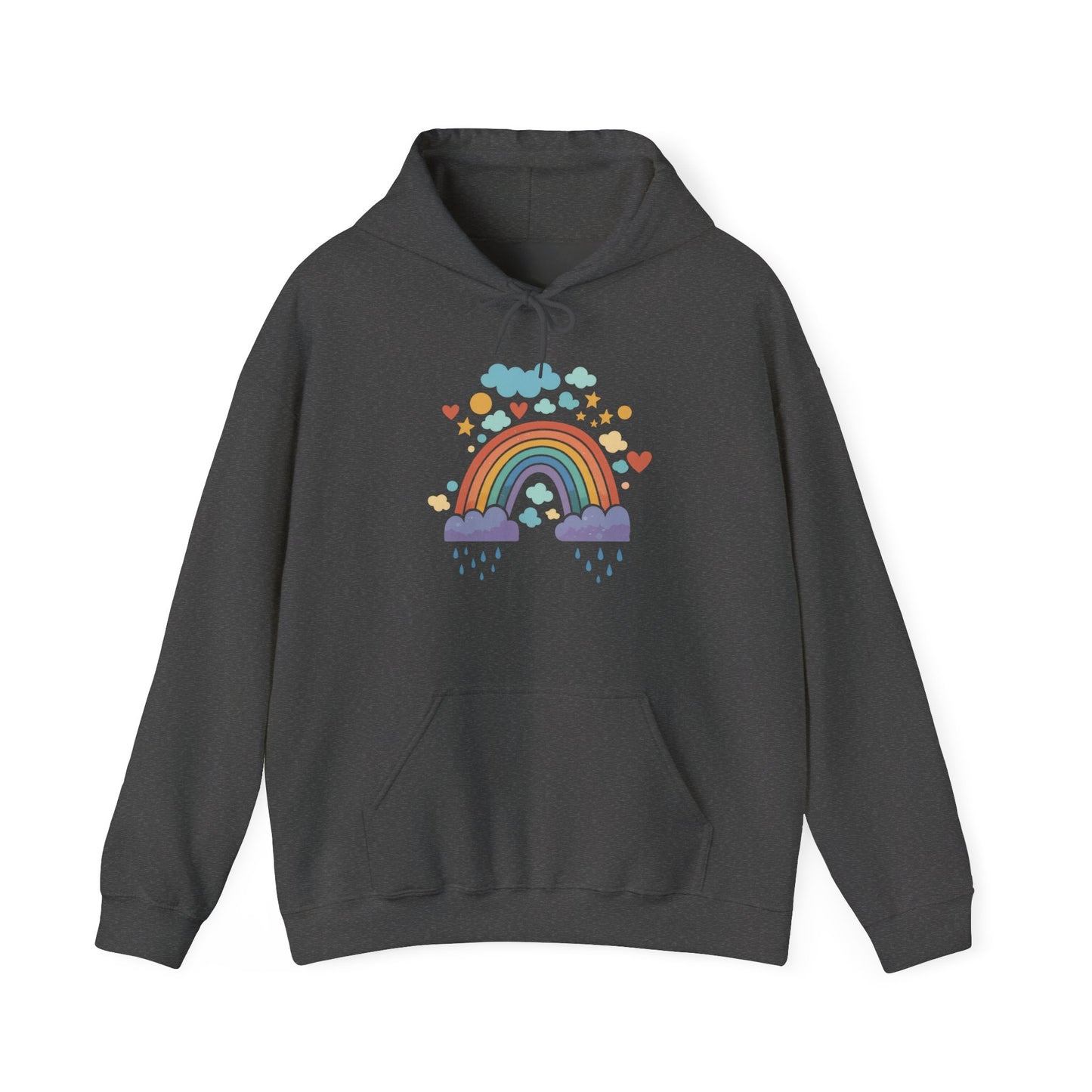 Rainbow Hearts Hoodie — Cute Pastel Rainbow Graphic Pullover