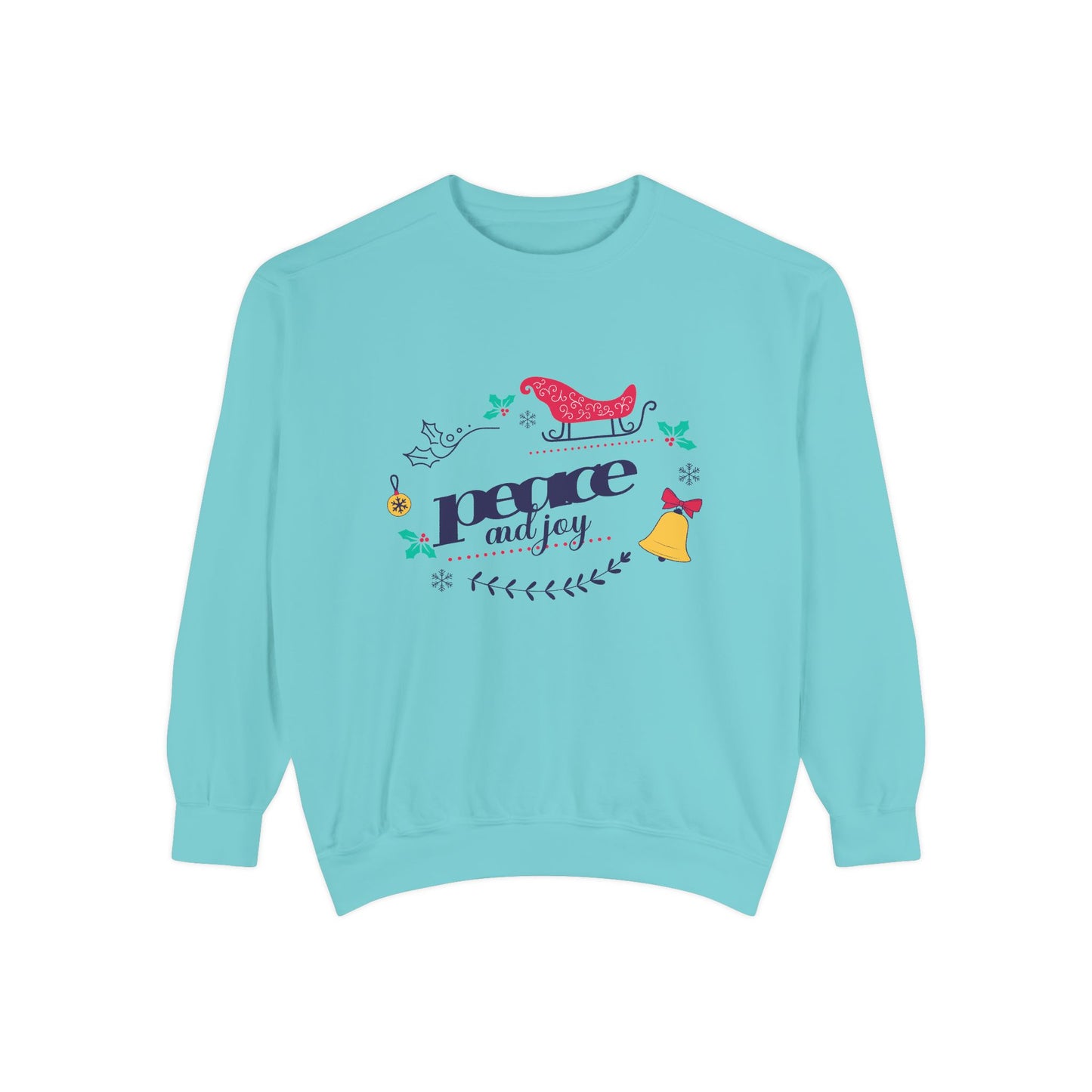 Peace and Joy Sweatshirt – Holiday Dove & Bell Graphic