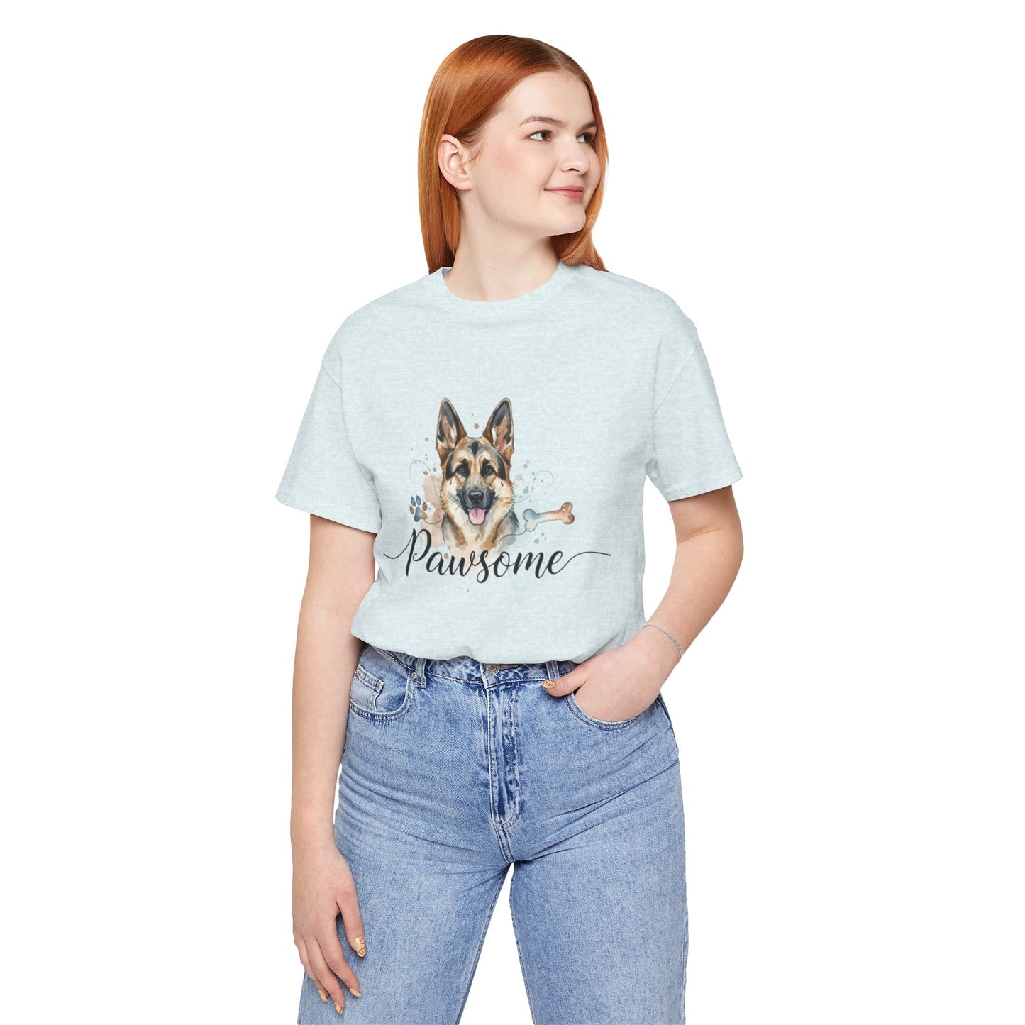 Pawsome German Shepherd T‑Shirt — Cute Dog Portrait Tee