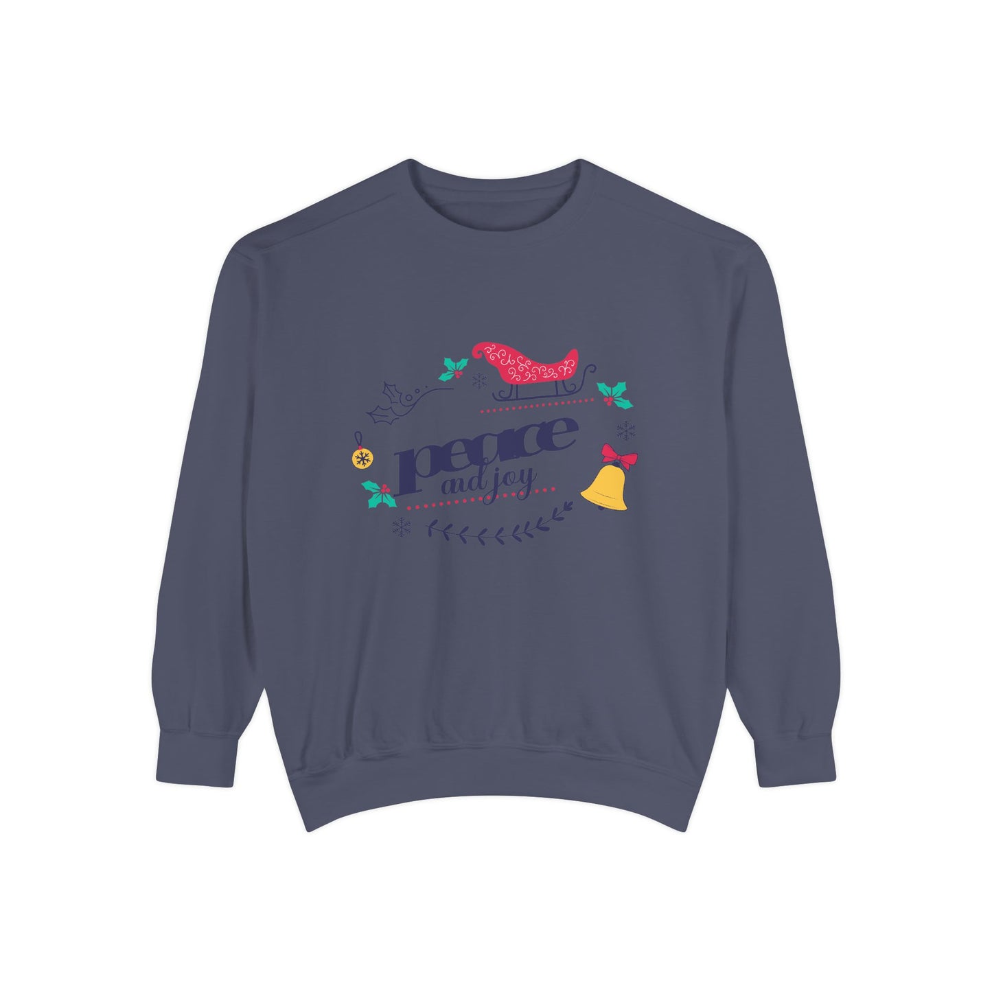 Peace and Joy Sweatshirt – Holiday Dove & Bell Graphic