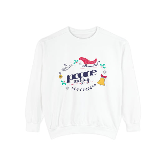 Peace and Joy Sweatshirt – Holiday Dove & Bell Graphic
