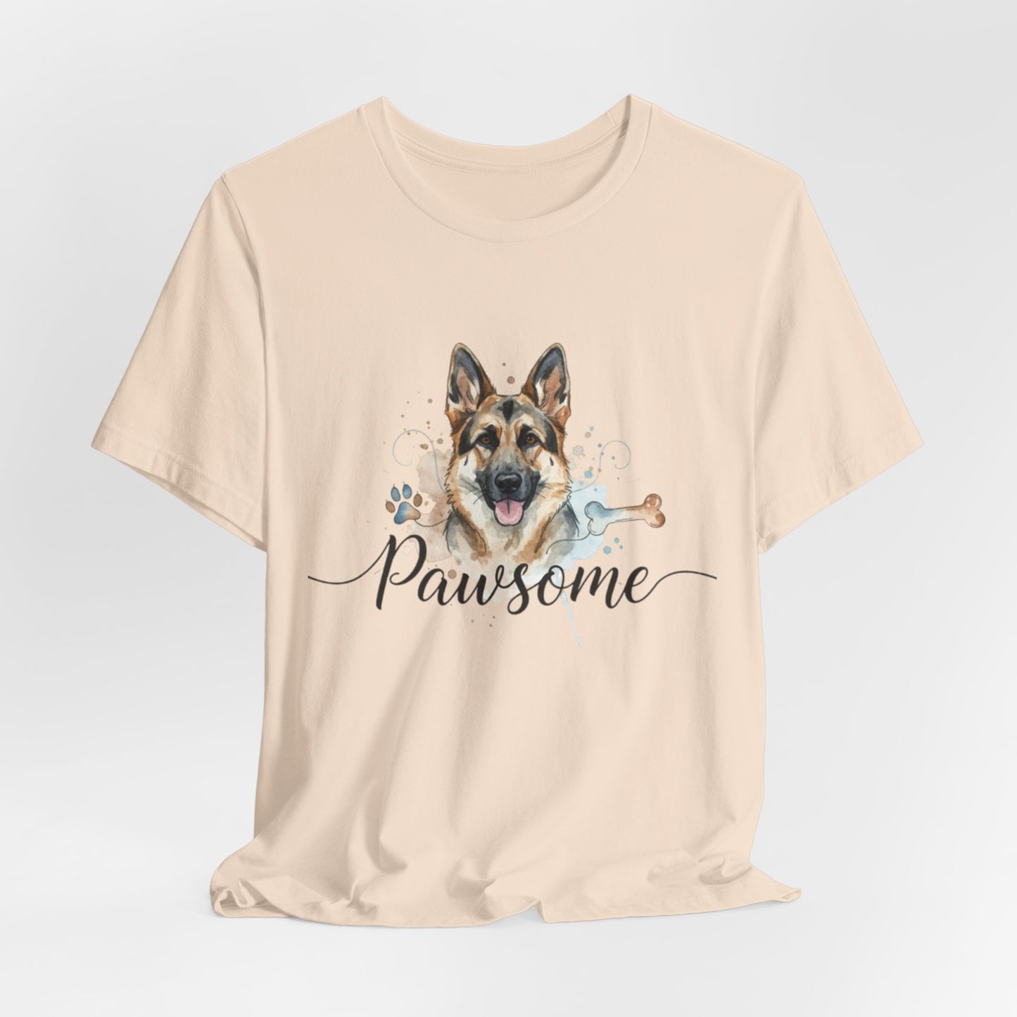 Pawsome German Shepherd T‑Shirt — Cute Dog Portrait Tee