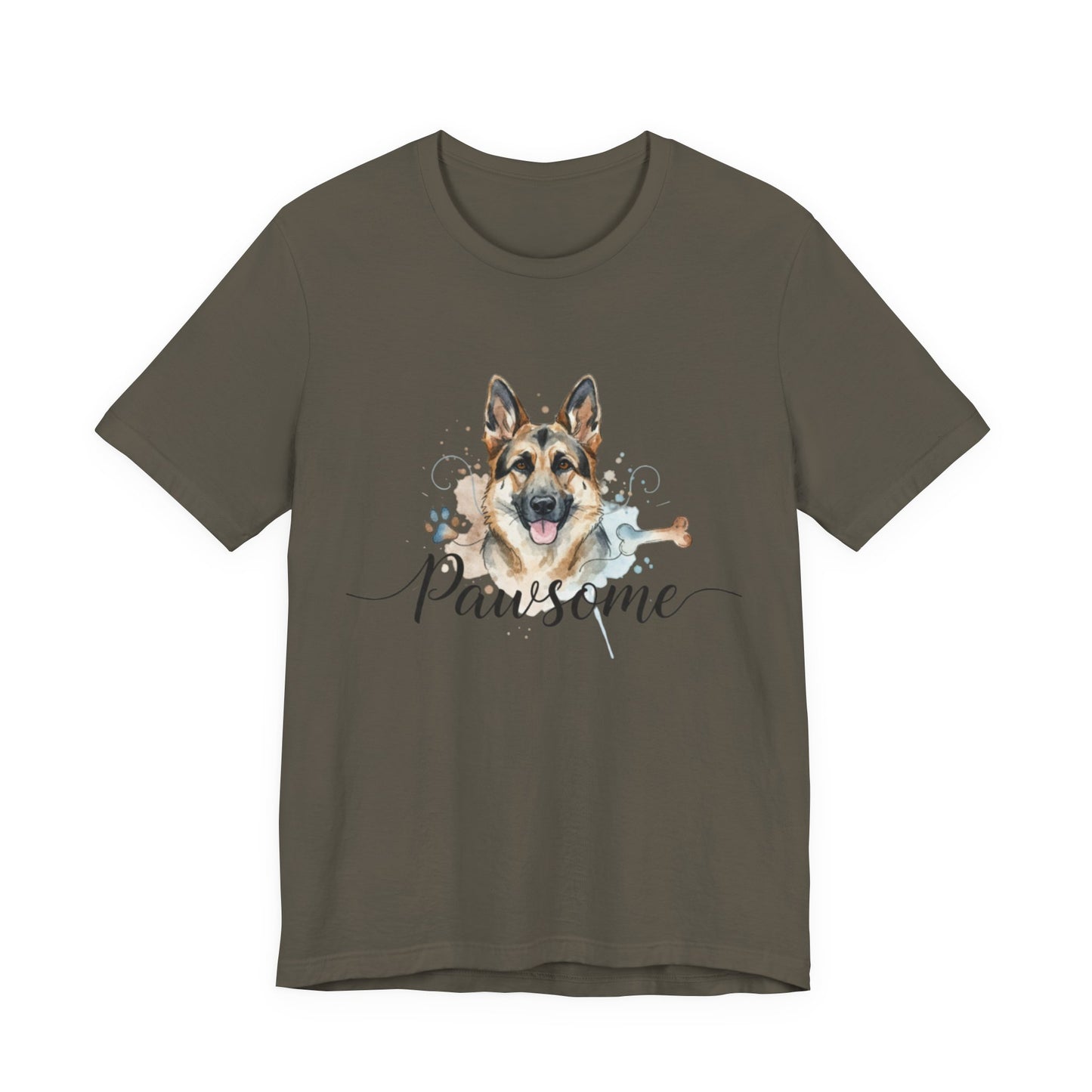 Pawsome German Shepherd T‑Shirt — Cute Dog Portrait Tee