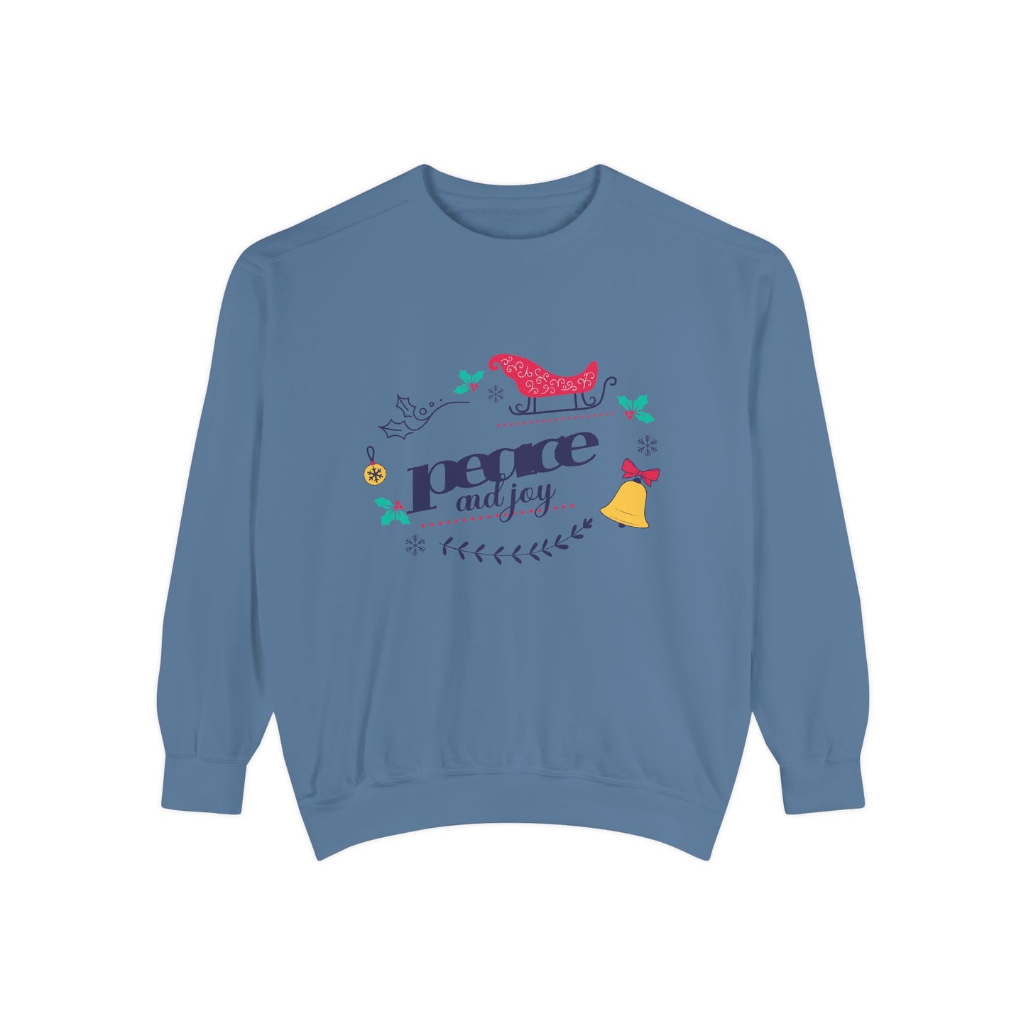 Peace and Joy Sweatshirt – Holiday Dove & Bell Graphic