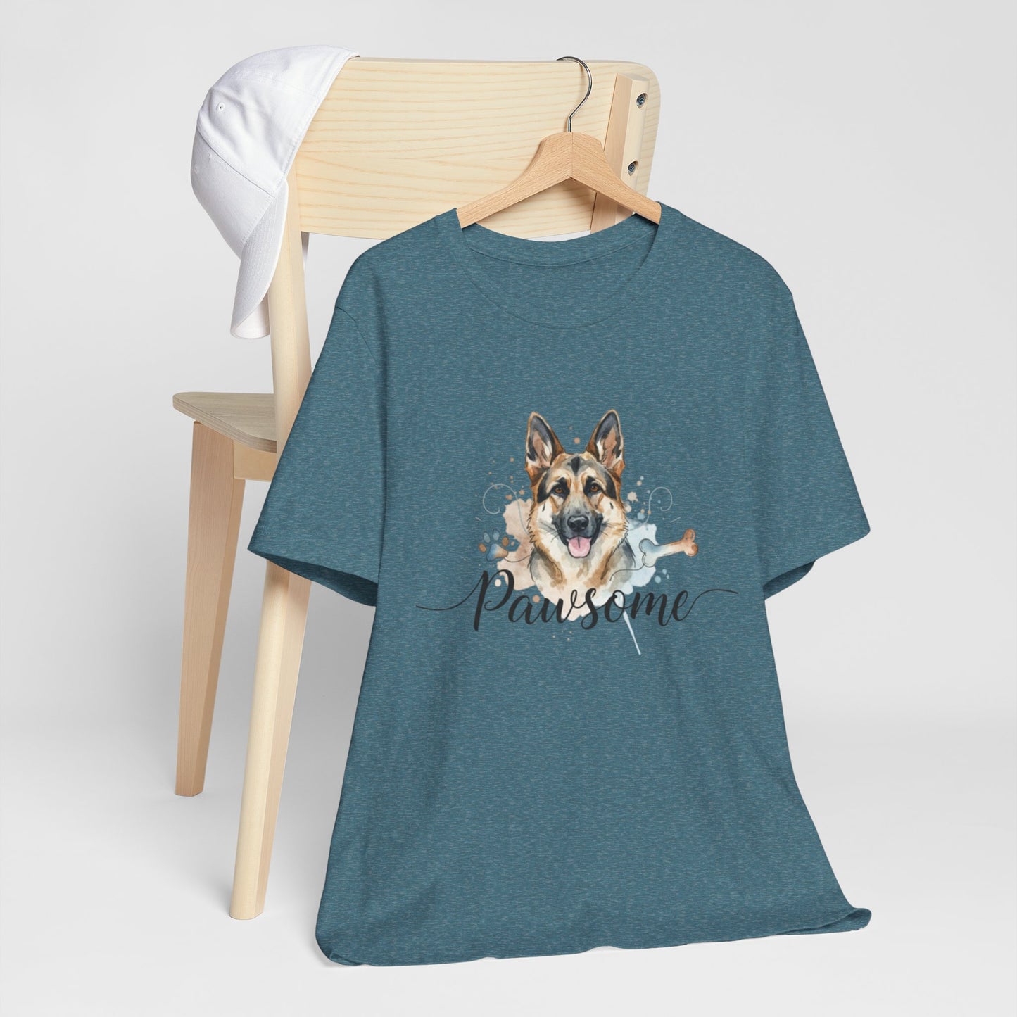 Pawsome German Shepherd T‑Shirt — Cute Dog Portrait Tee