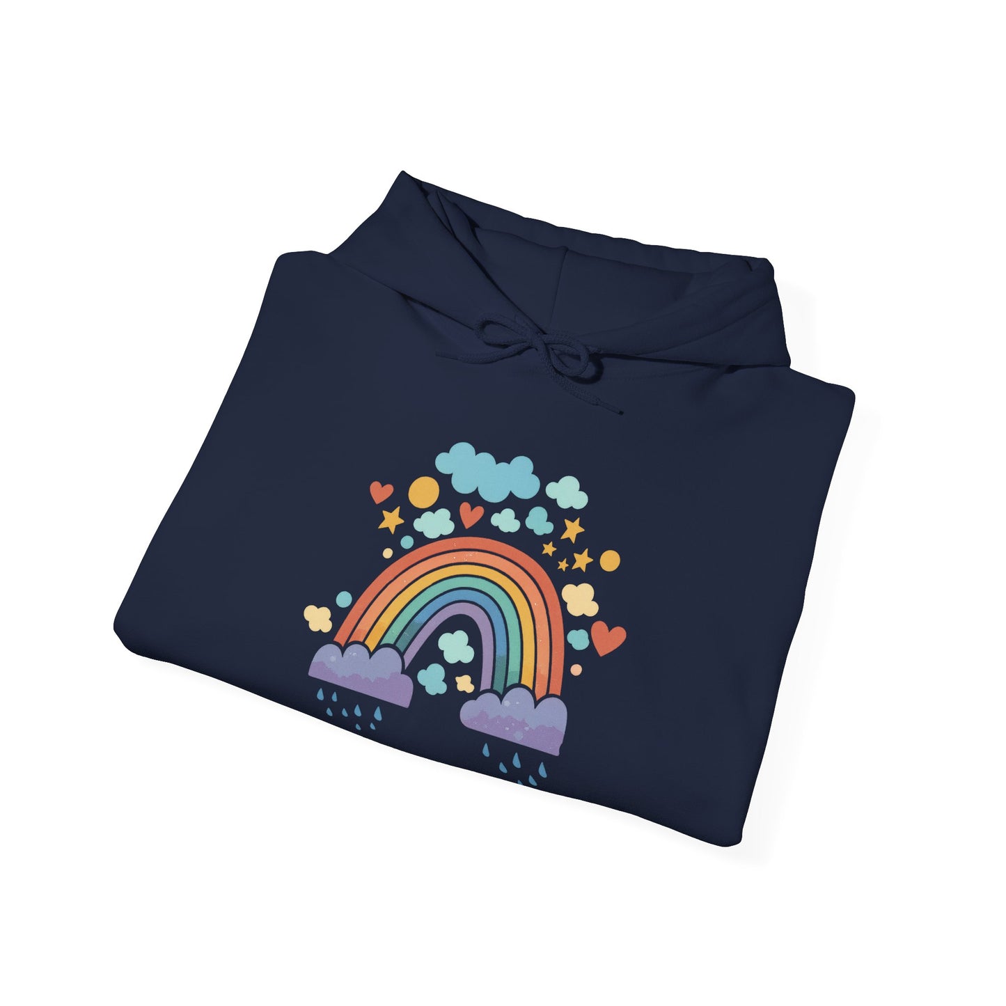 Rainbow Hearts Hoodie — Cute Pastel Rainbow Graphic Pullover