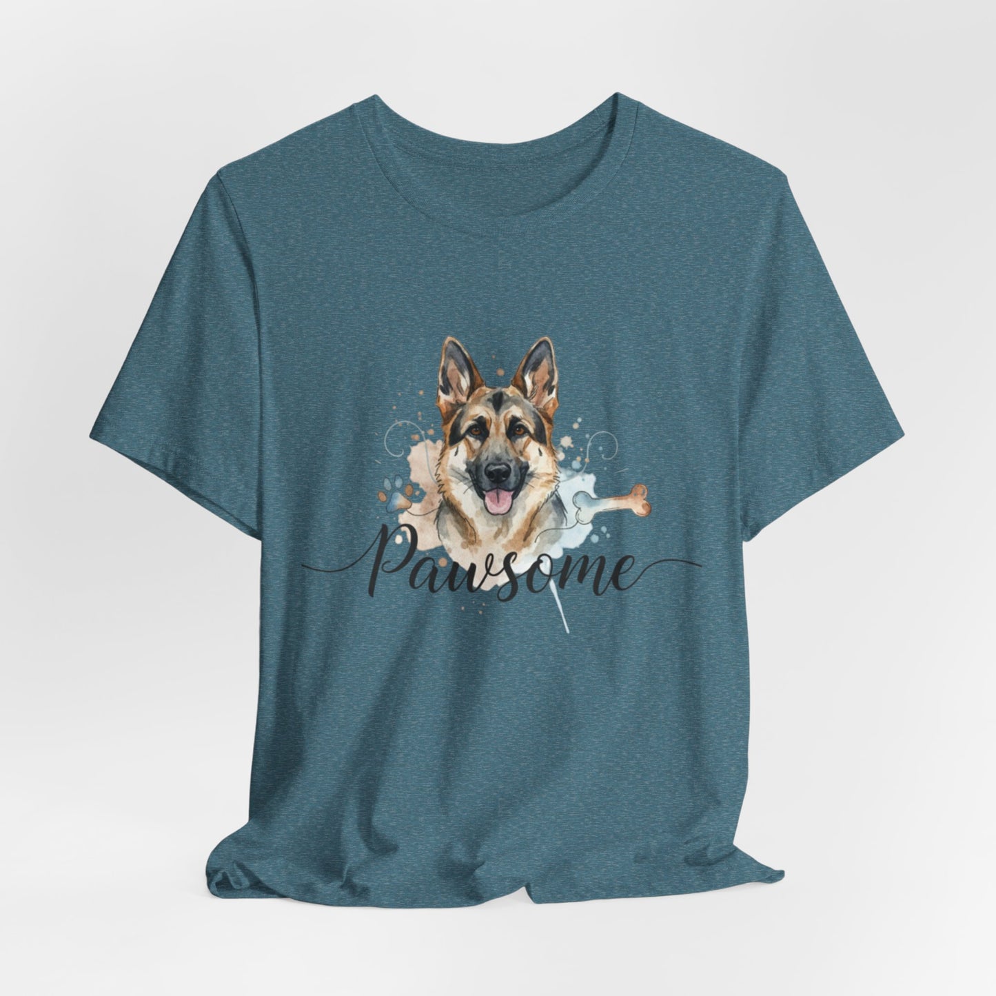 Pawsome German Shepherd T‑Shirt — Cute Dog Portrait Tee