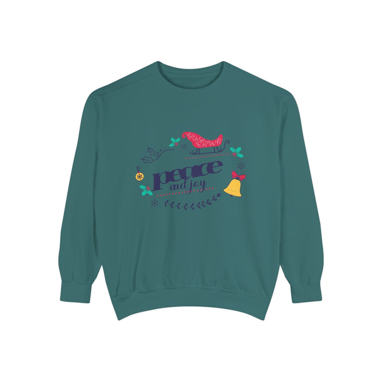 Peace and Joy Sweatshirt – Holiday Dove & Bell Graphic