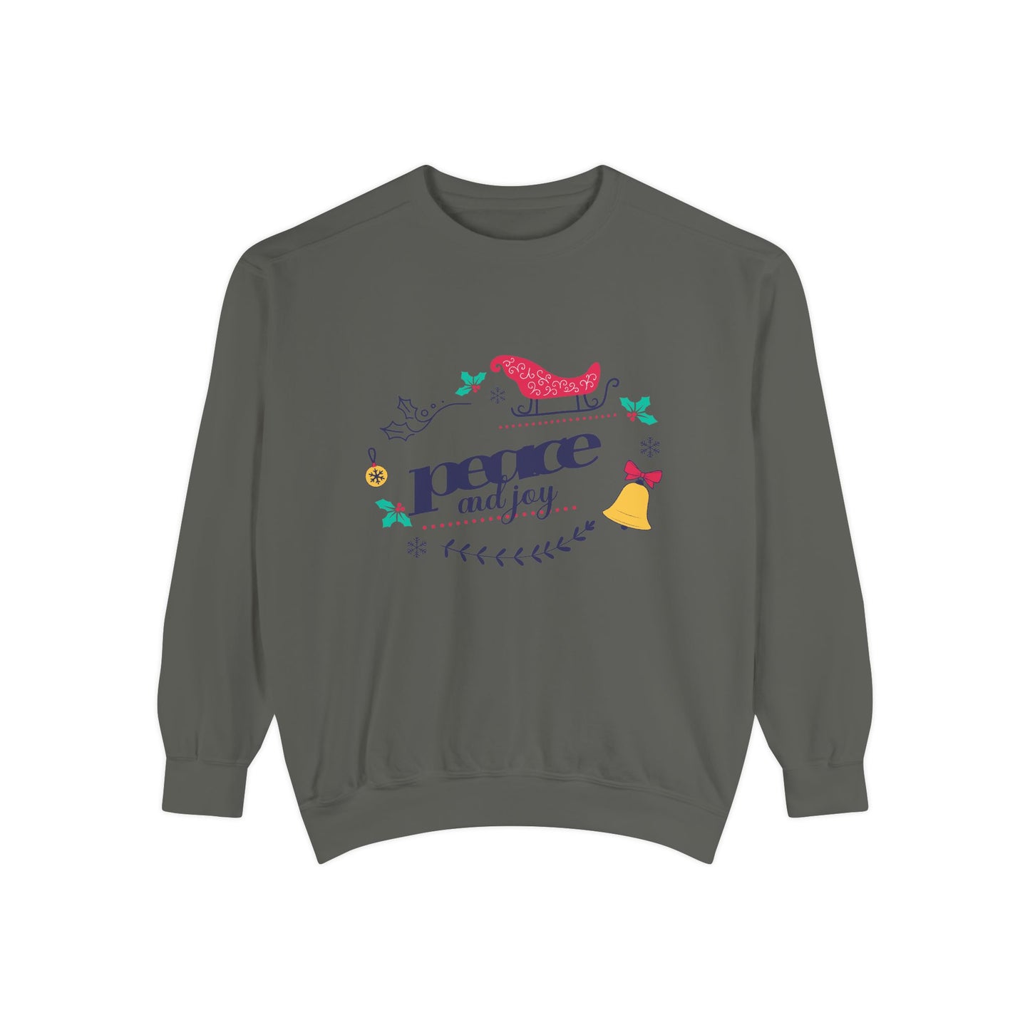Peace and Joy Sweatshirt – Holiday Dove & Bell Graphic