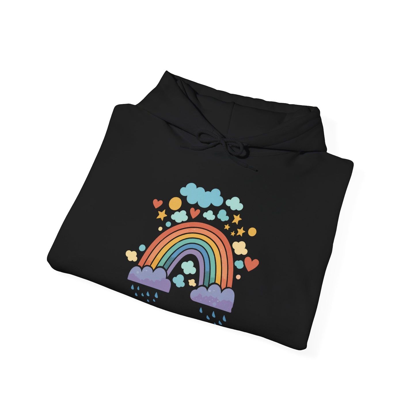 Rainbow Hearts Hoodie — Cute Pastel Rainbow Graphic Pullover