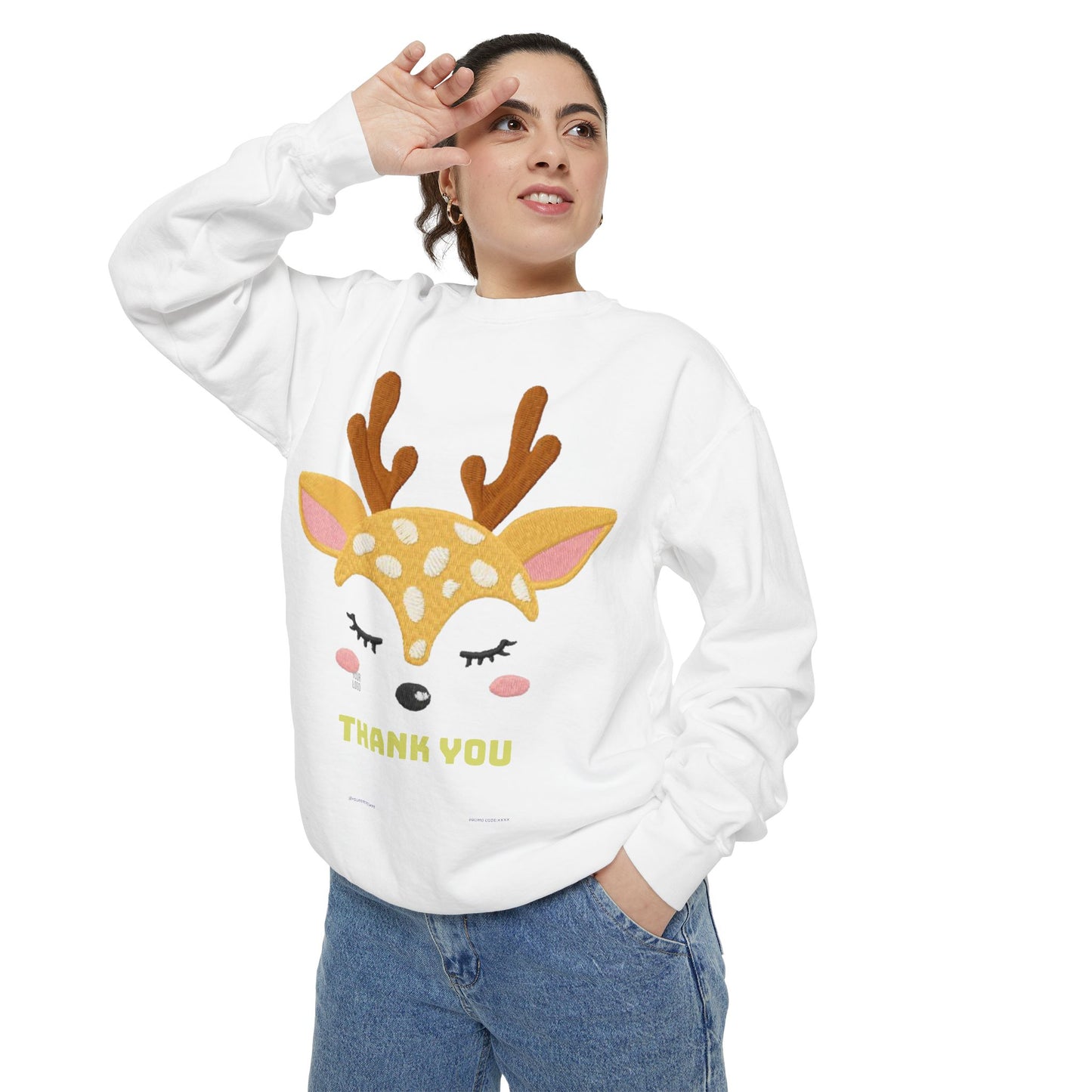 Cute Fawn Sweatshirt — 'Thank You' Kids Deer Graphic Pullover