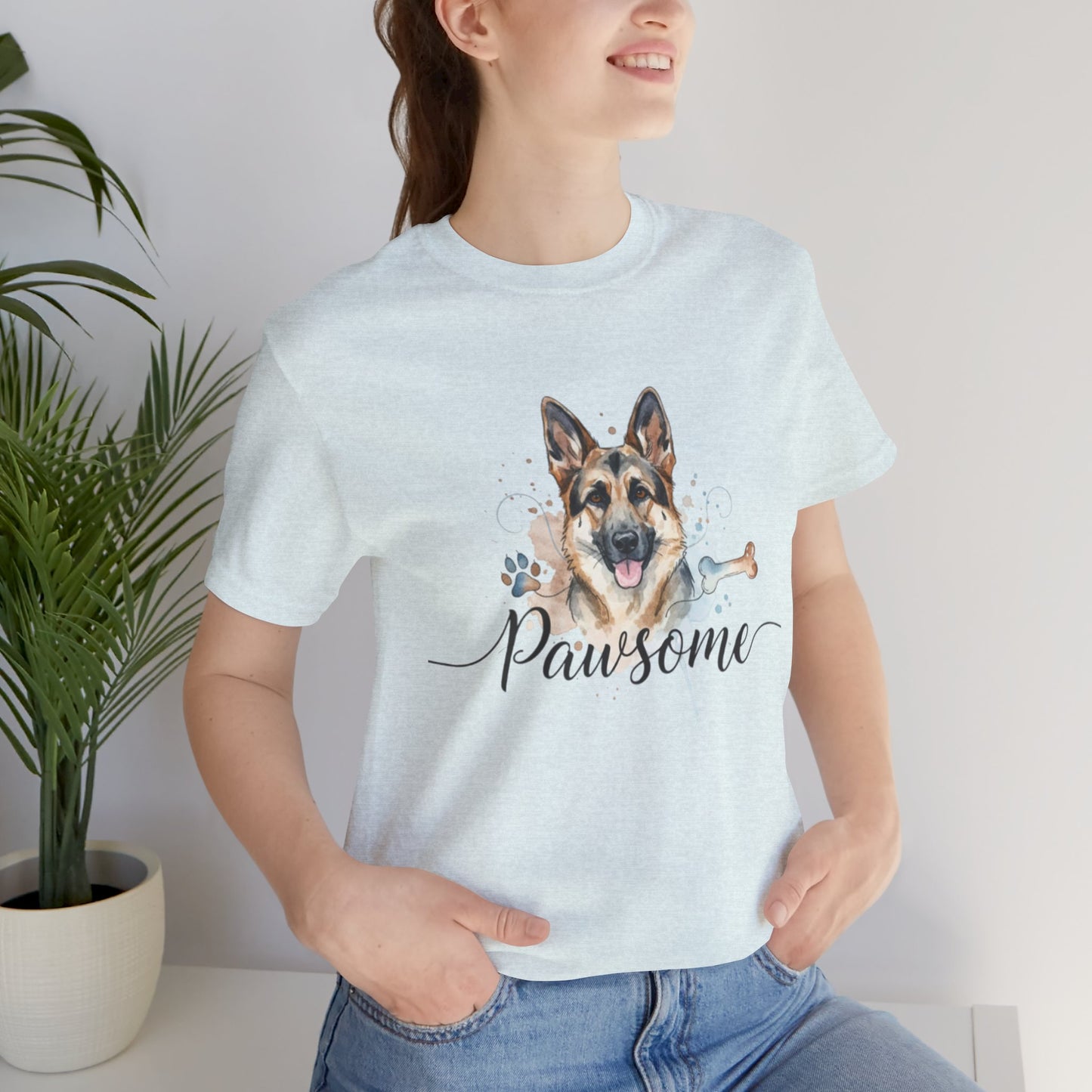 Pawsome German Shepherd T‑Shirt — Cute Dog Portrait Tee