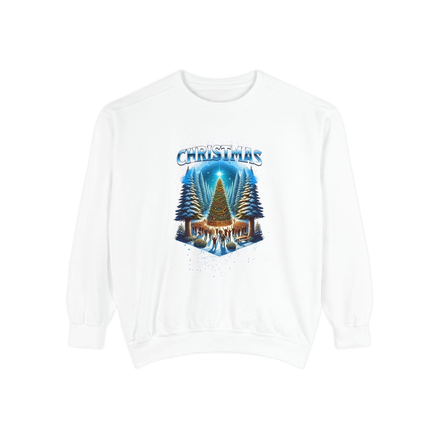 Christmas Forest Sweatshirt — Cozy Holiday Tree & Deer Crewneck