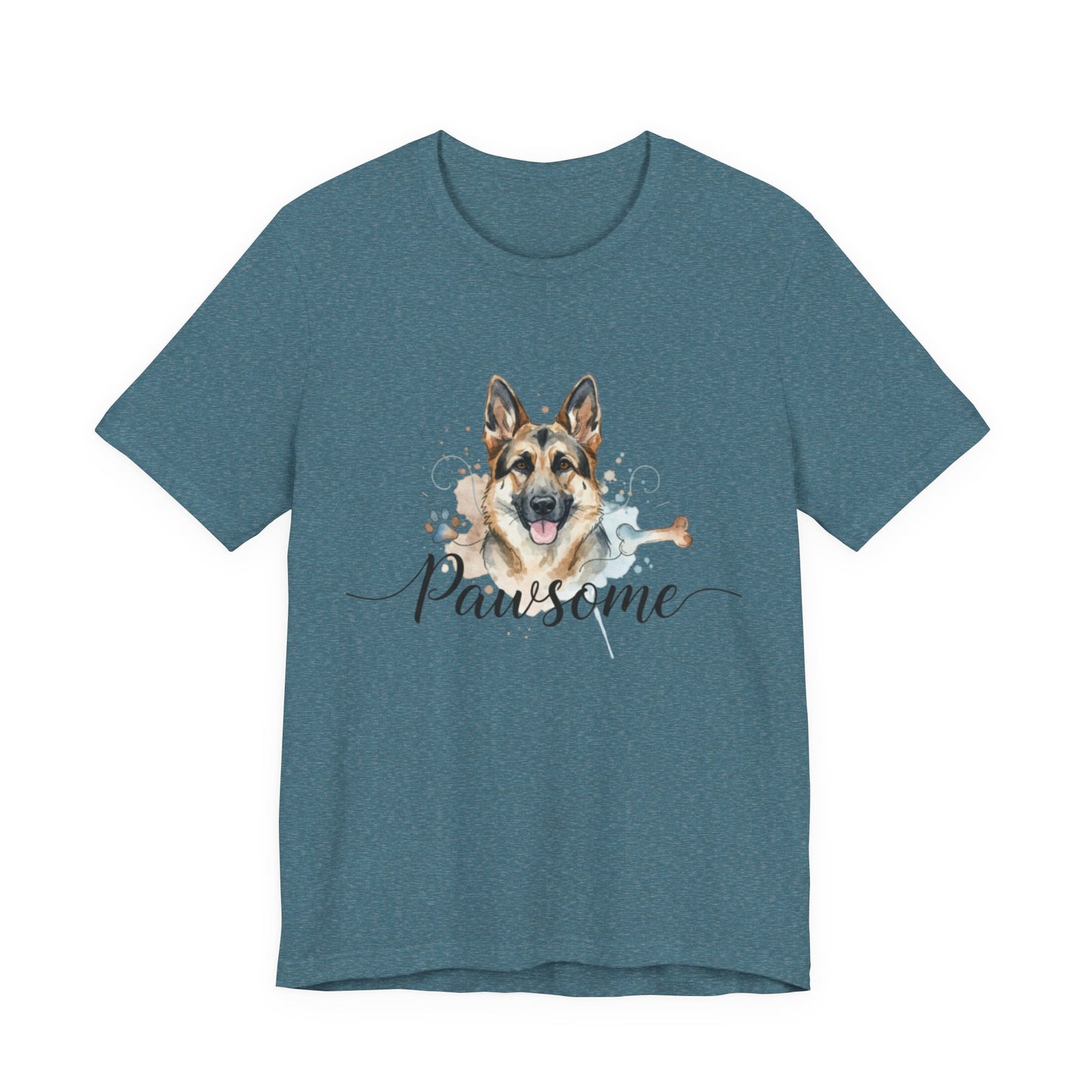 Pawsome German Shepherd T‑Shirt — Cute Dog Portrait Tee