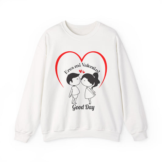 Valentín Kiss Sweatshirt — "Eres mi Valentín" Cute Couple Heart Crewneck
