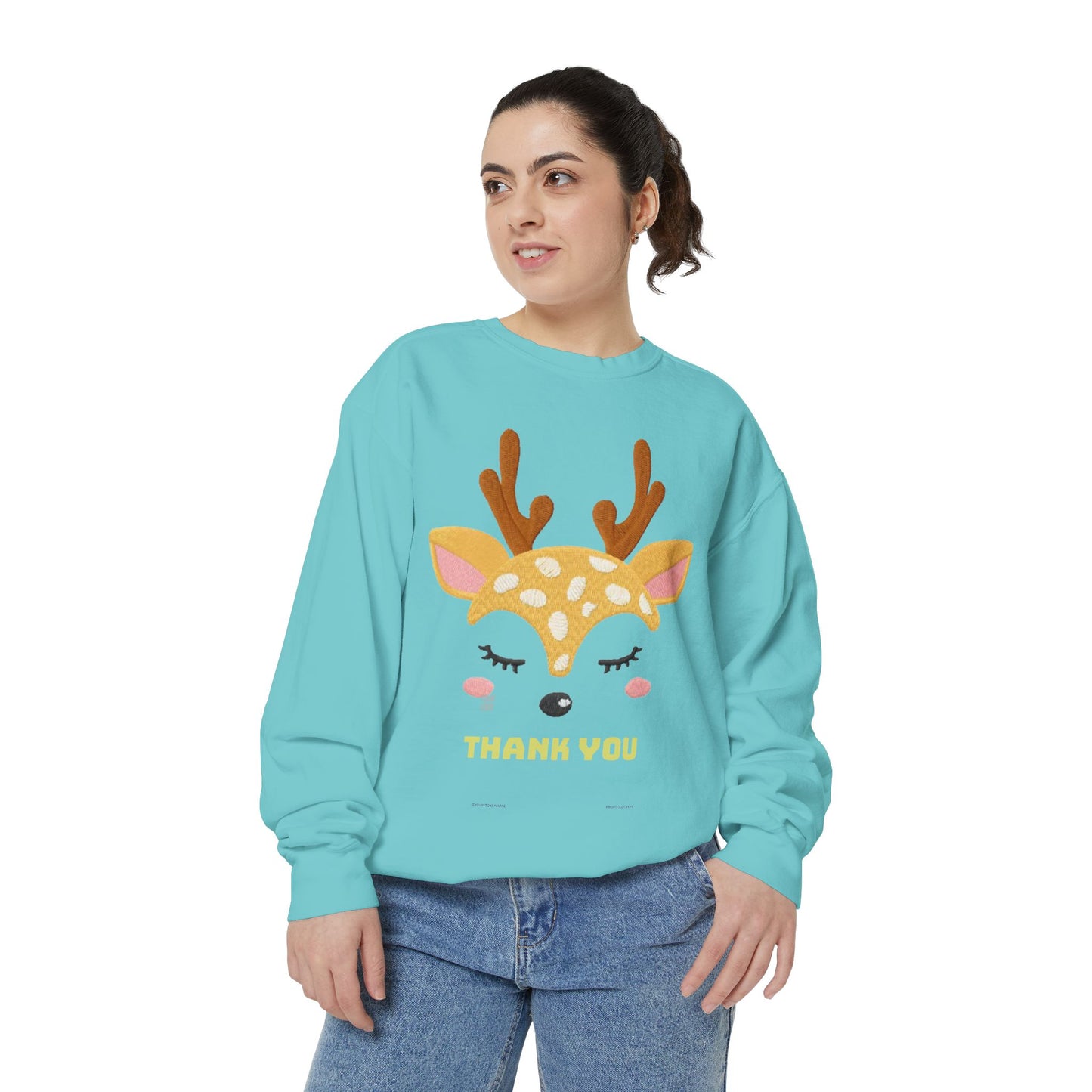 Cute Fawn Sweatshirt — 'Thank You' Kids Deer Graphic Pullover